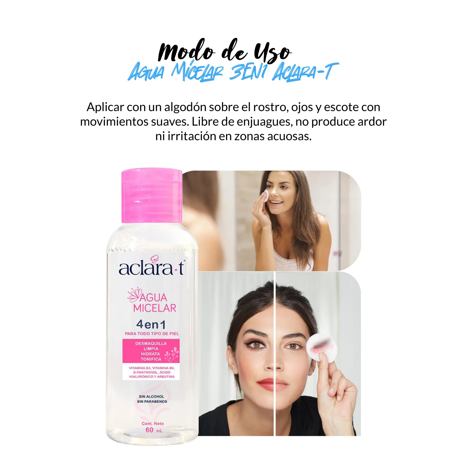 Agua Micelar 4EN1 Aclara-T 60 gr - LA COOPER - Image 3