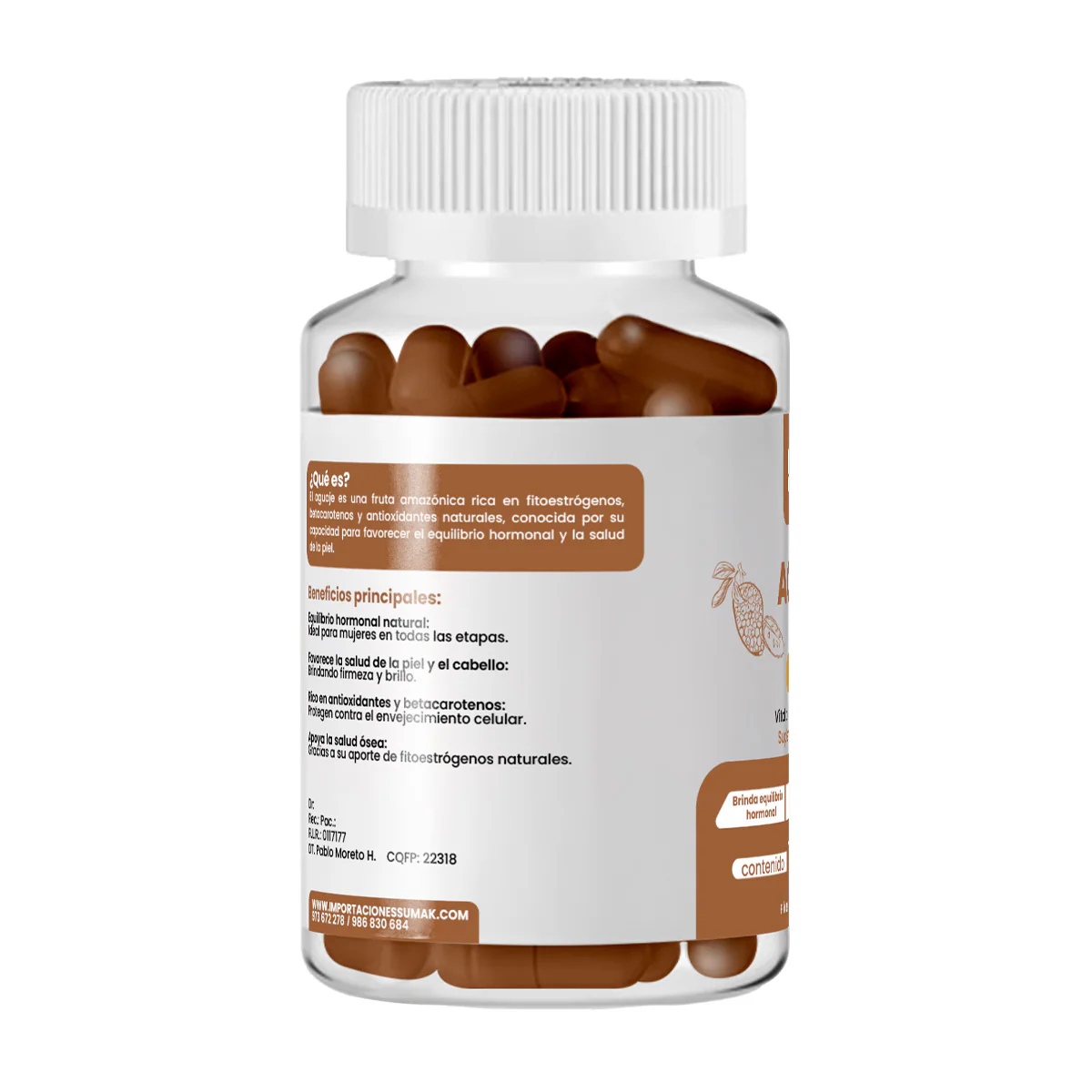 DERMO SUMAK – SUPLEMENTO PARA PIEL SALUDABLE Y BIENESTAR FEMENINO – AGUAJE PLUS+ – 100 CÁPSULAS - Image 3