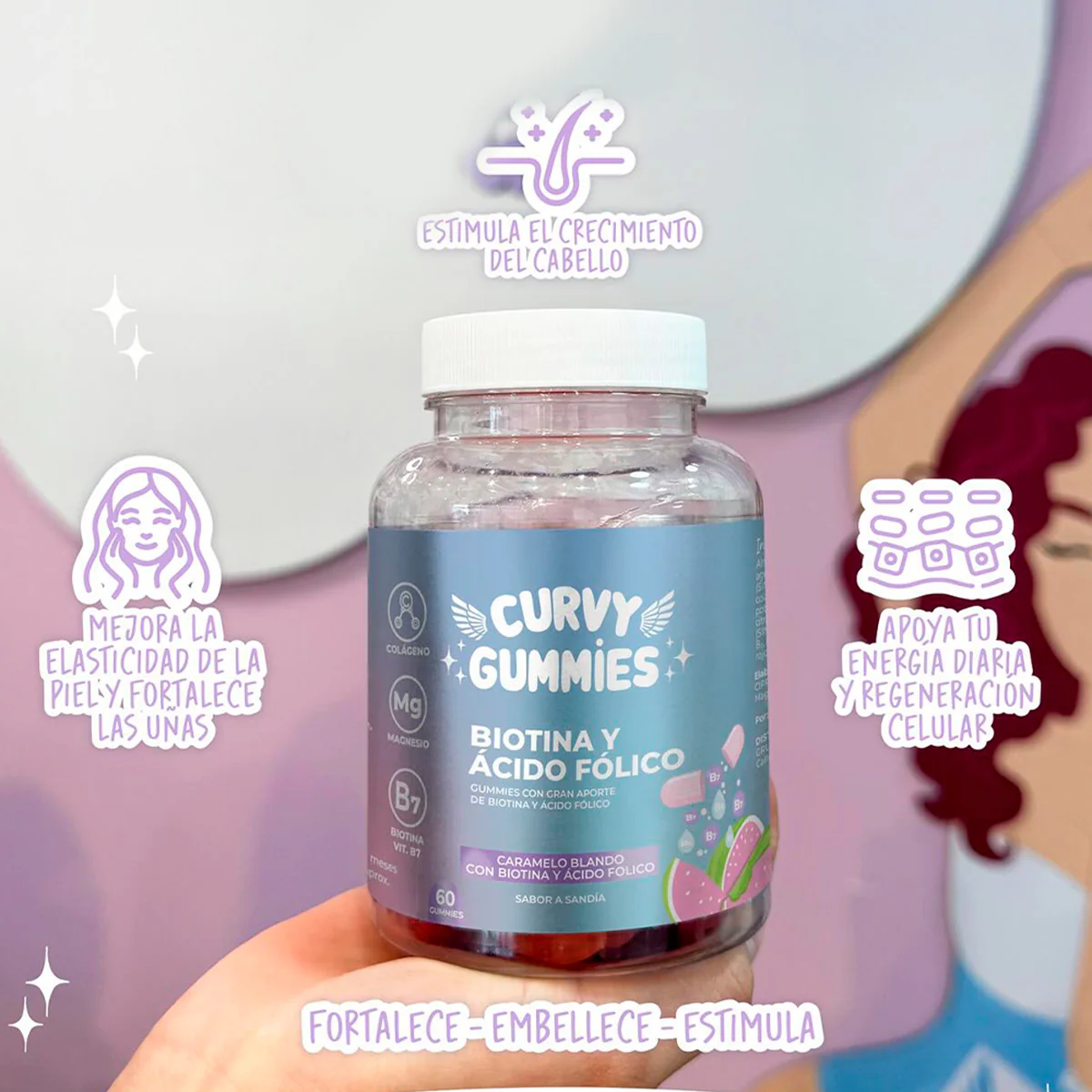 Biotina y Ácido Fólico 60 Gomitas - Curvy Gummies - Image 4