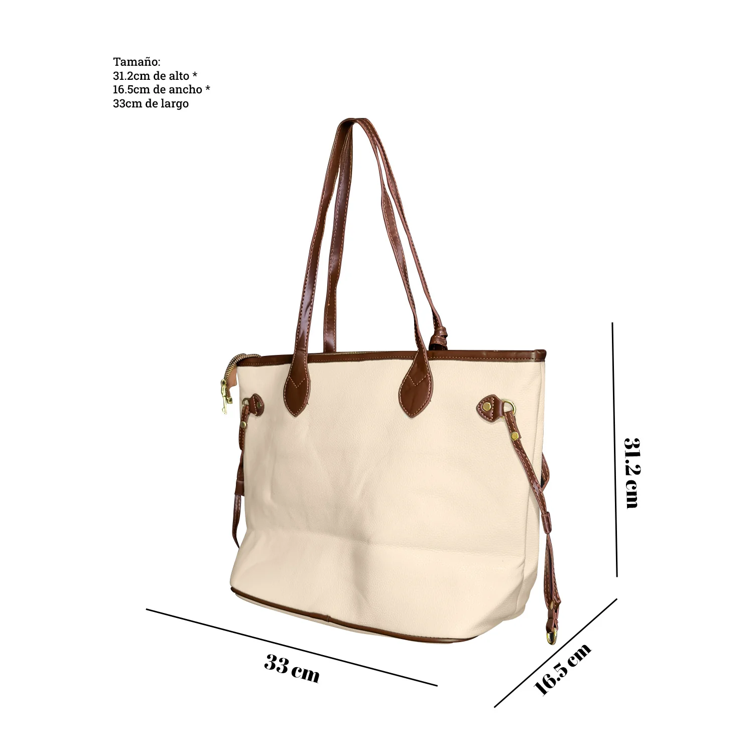Bolso Grande de mano y de hombro para Dama Beige - Image 5