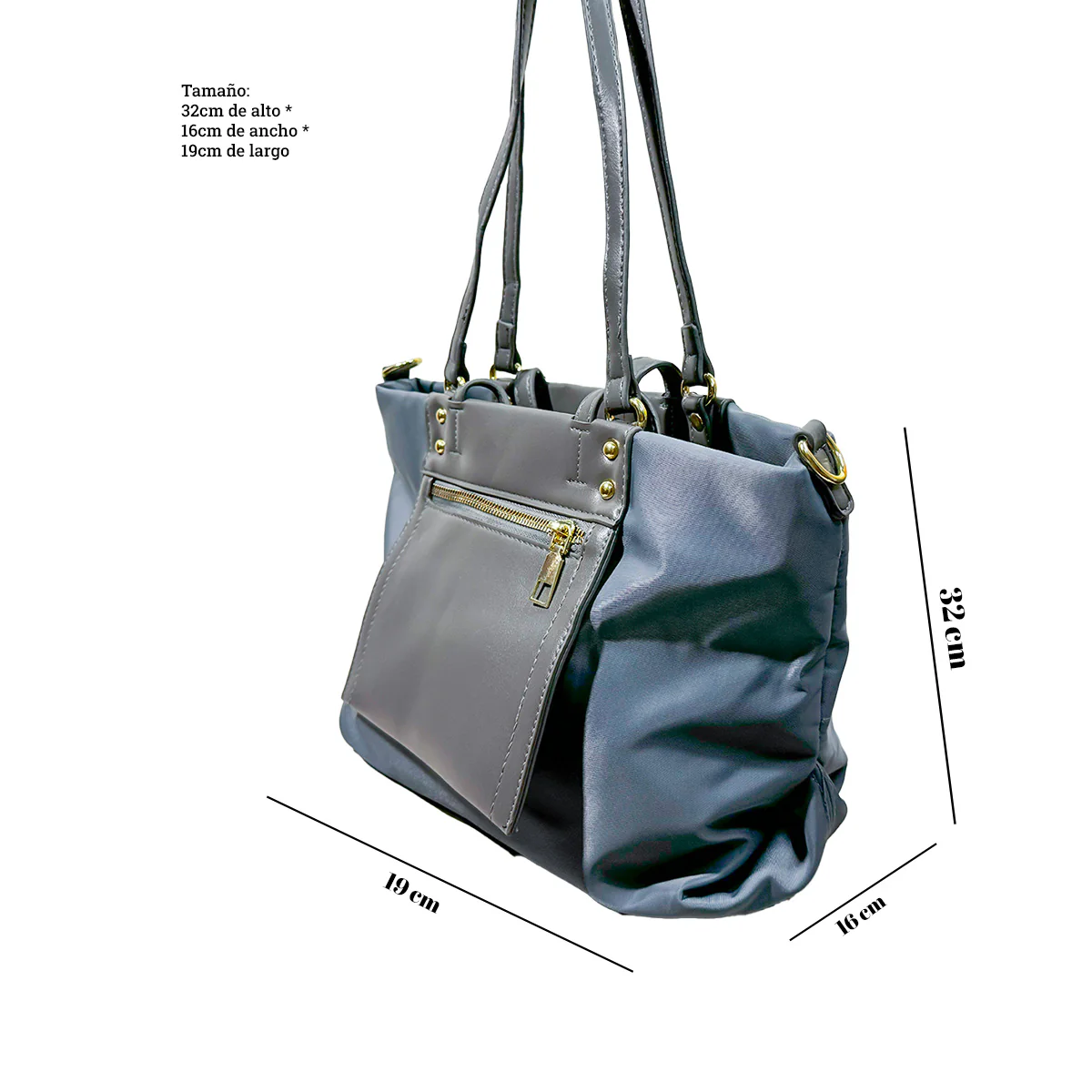 Bolso Mediano de mano para mujer Gris - Image 5