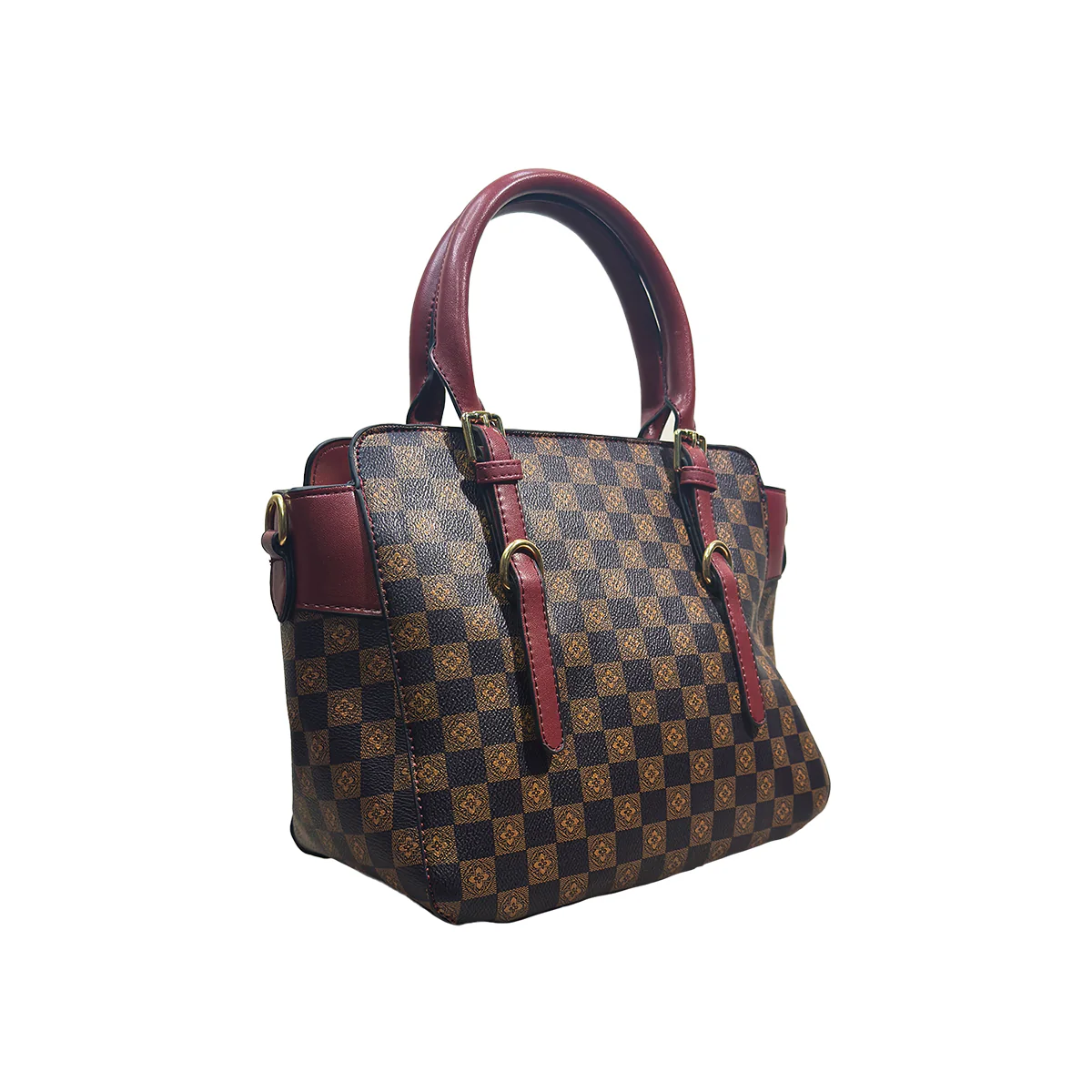 Cartera de Cuadros Elegante para Mujer Guinda - Image 3