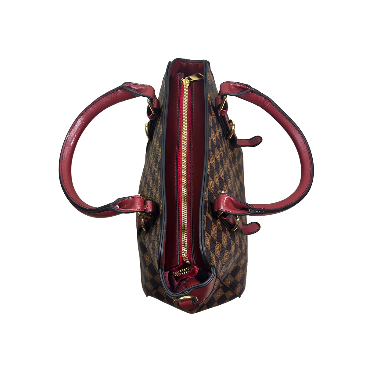 Cartera de Cuadros Elegante para Mujer Guinda - Image 4