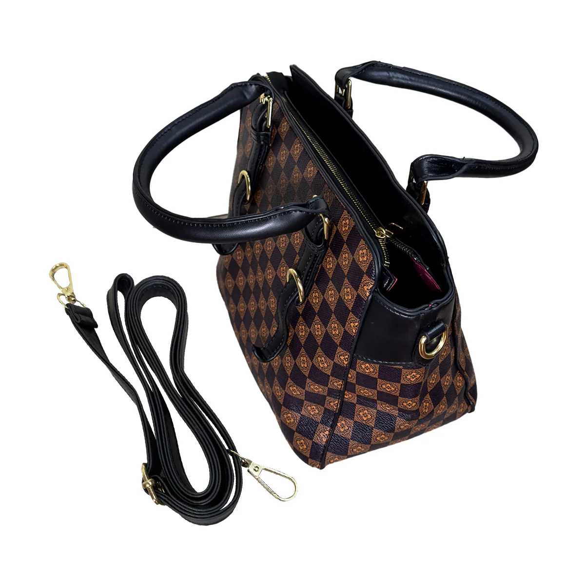 Cartera de Cuadros Elegante para Mujer Negro - Image 4