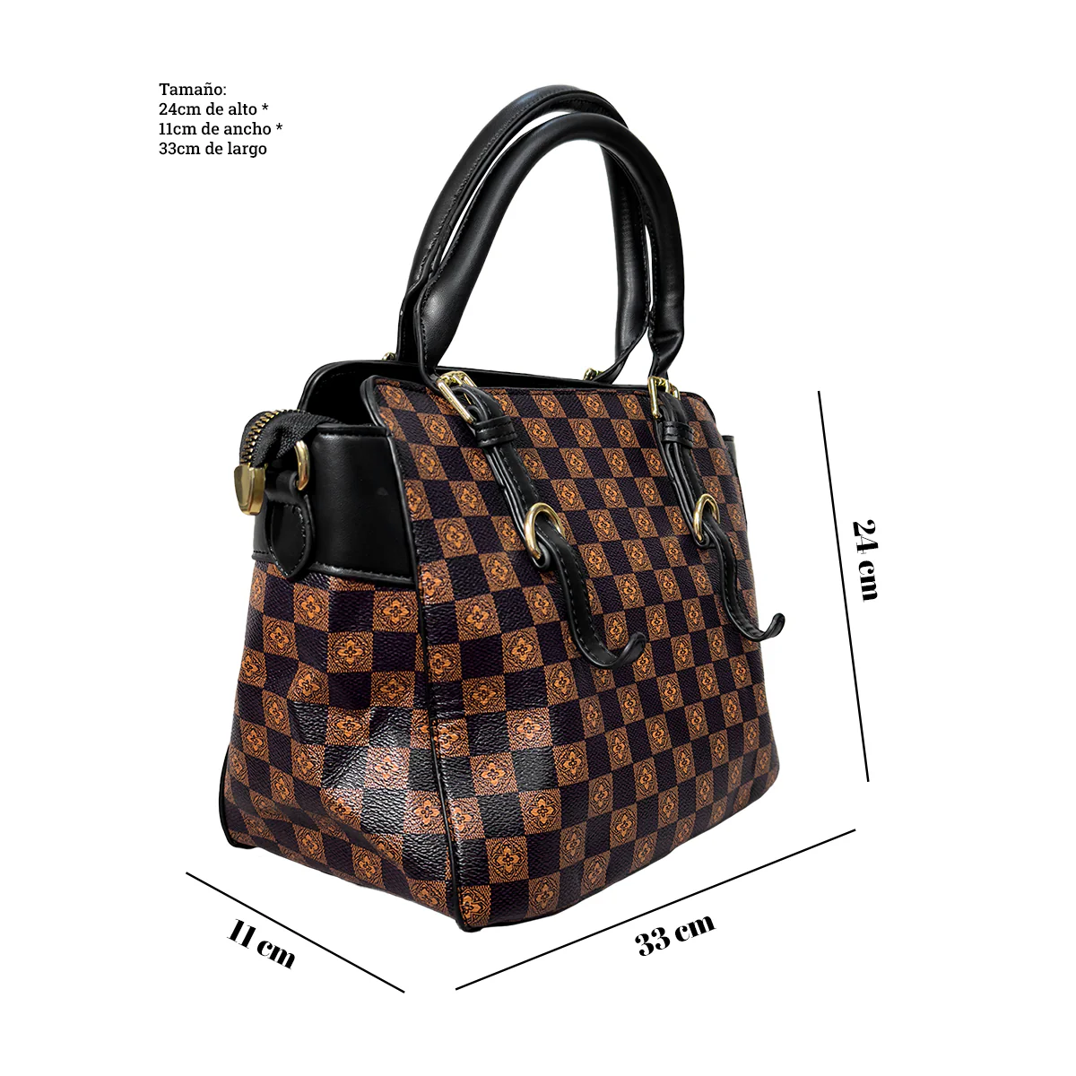 Cartera de Cuadros Elegante para Mujer Negro - Image 5