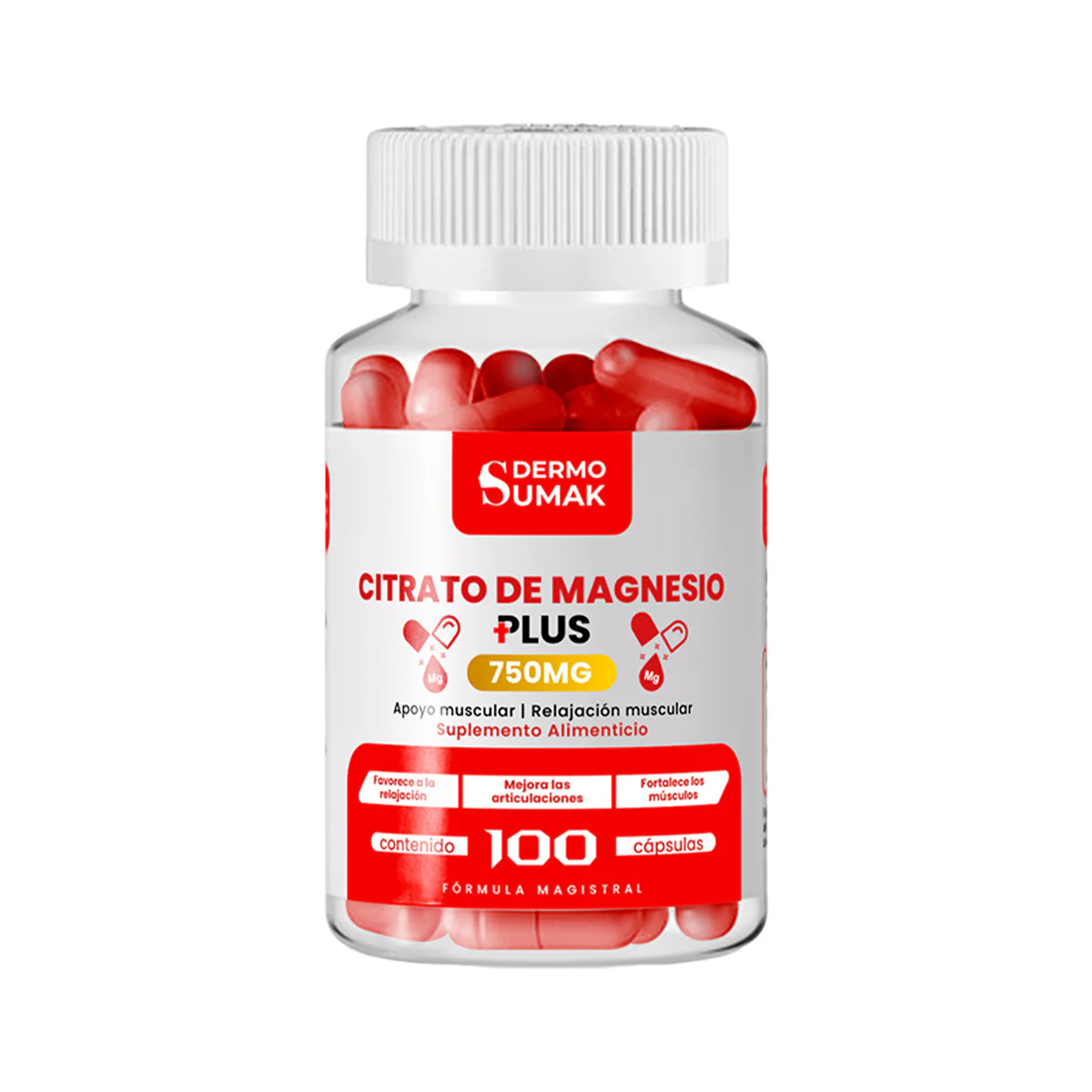 DERMO SUMAK – SUPLEMENTO PARA SALUD MUSCULAR Y NERVIOS – CITRATO DE MAGNESIO PLUS – 100 CÁPSULAS - Image 4
