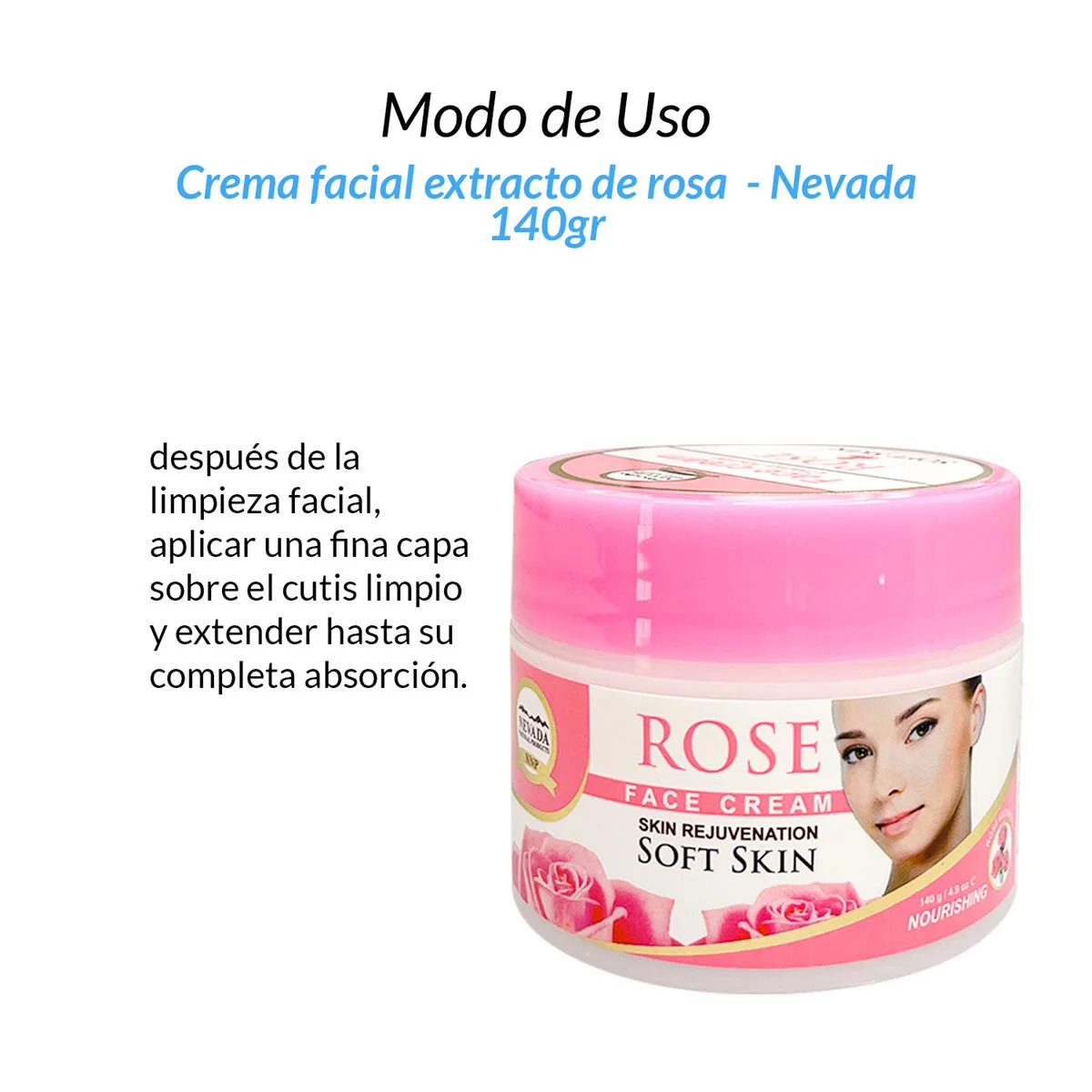Crema facial extracto de rosa 140g - Nevada - Image 3