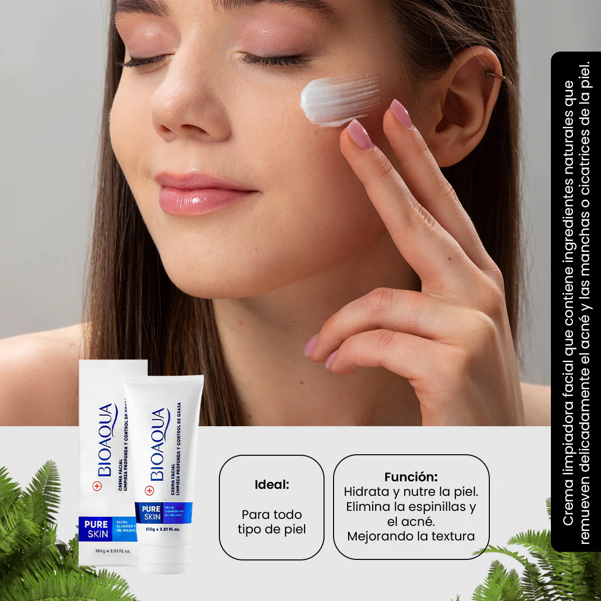 Crema Facial Limpiadora Profunda – Control de Acné y Exceso de Grasa – Pure Skin 100g - Image 3
