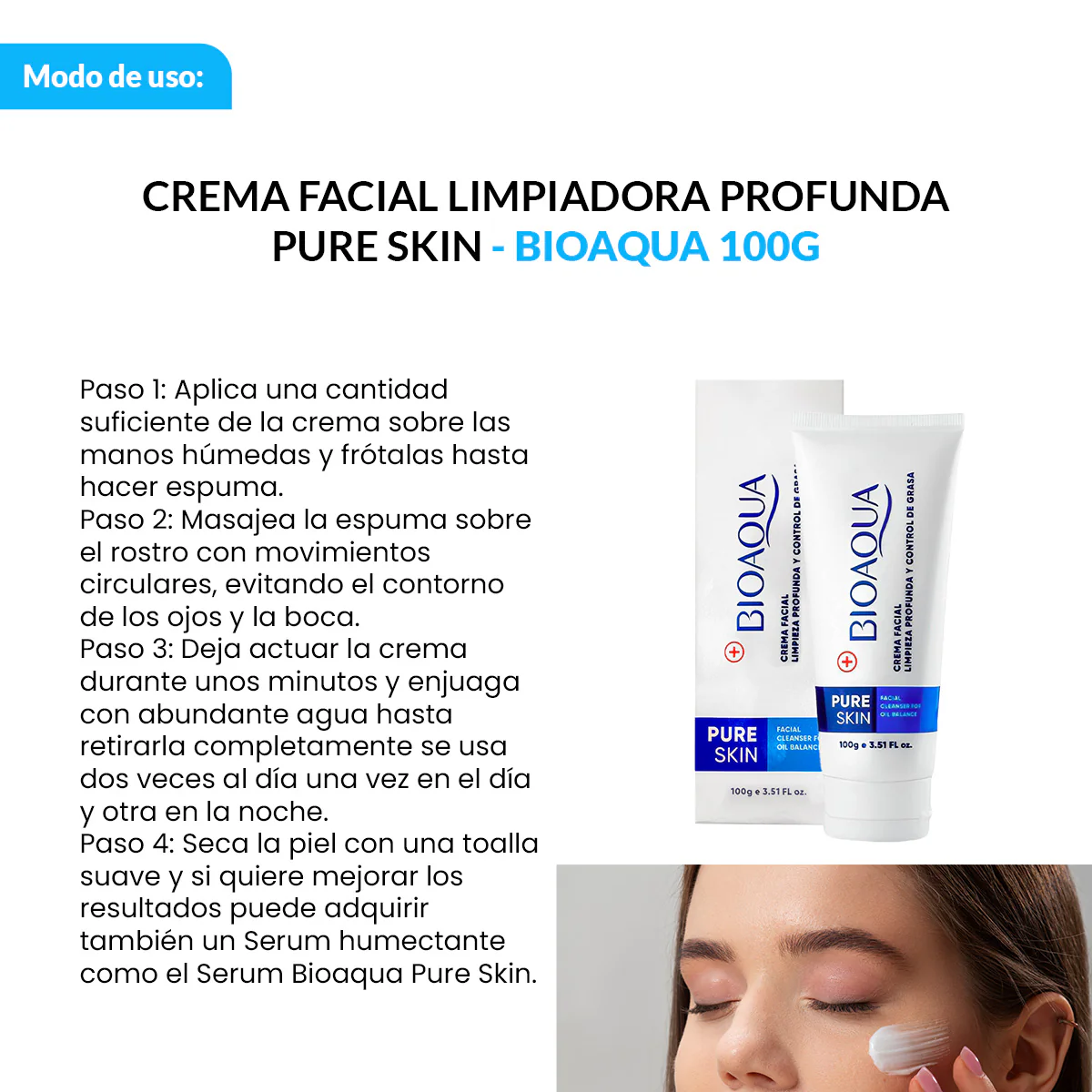 Crema Facial Limpiadora Profunda – Control de Acné y Exceso de Grasa – Pure Skin 100g - Image 4