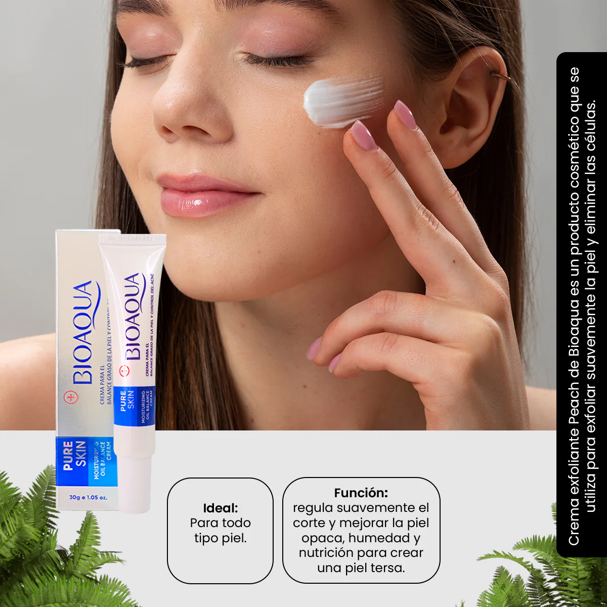 CREMA PARA EL BALANCE DE LA PIEL Y CONTROL DEL ACNÉ PURE SKIN 30g - BIOAQUA - Image 3