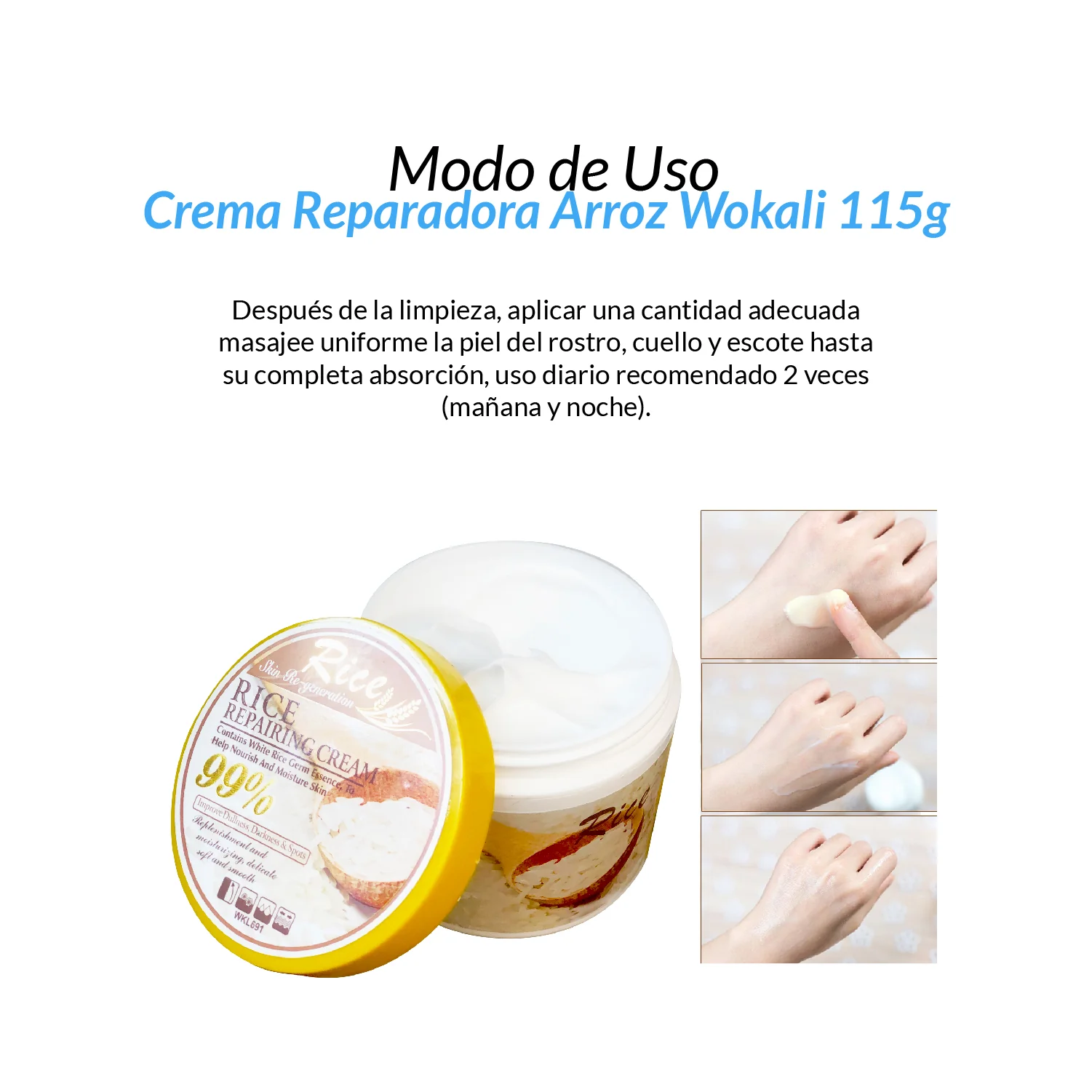 Fruit of the Wokali – HIDRATANTE Y NUTRITIVA – CREMA REPARADORA DE ARROZ – 115g - Image 3