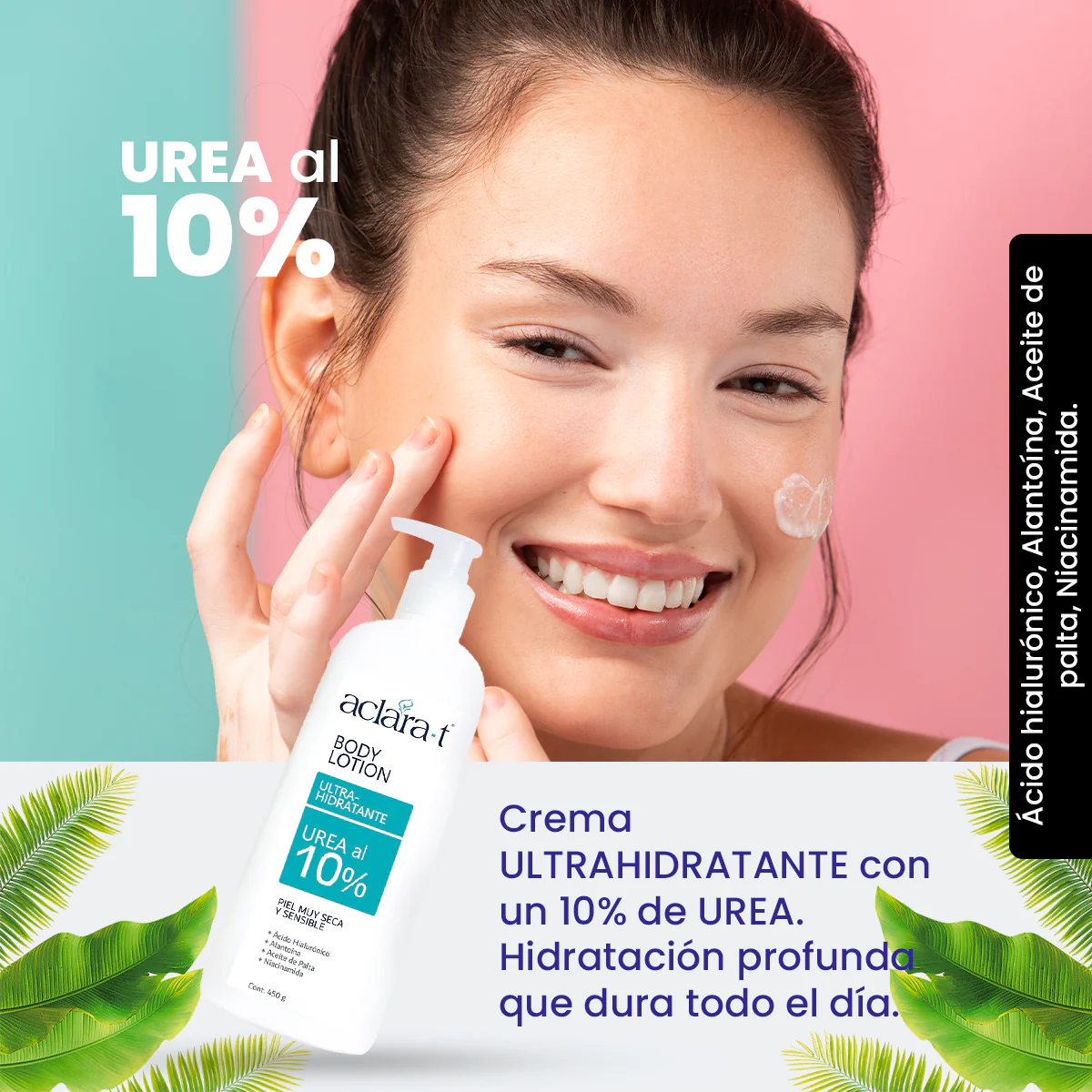 Aclara-T Body Lotion Corporal con 10% Urea – para Piel Seca y Sensible – 450g - Image 2