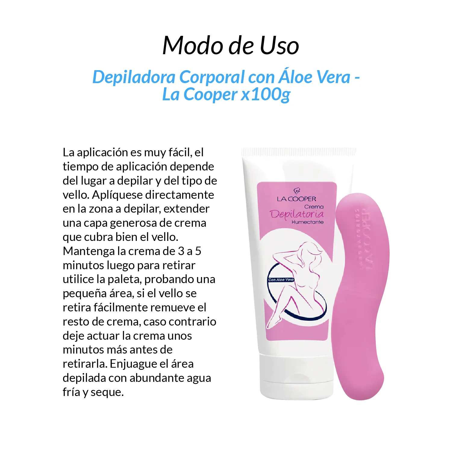 La Cooper Crema Depiladora Corporal – Hidrata – Aloe Vera 100g - Image 2