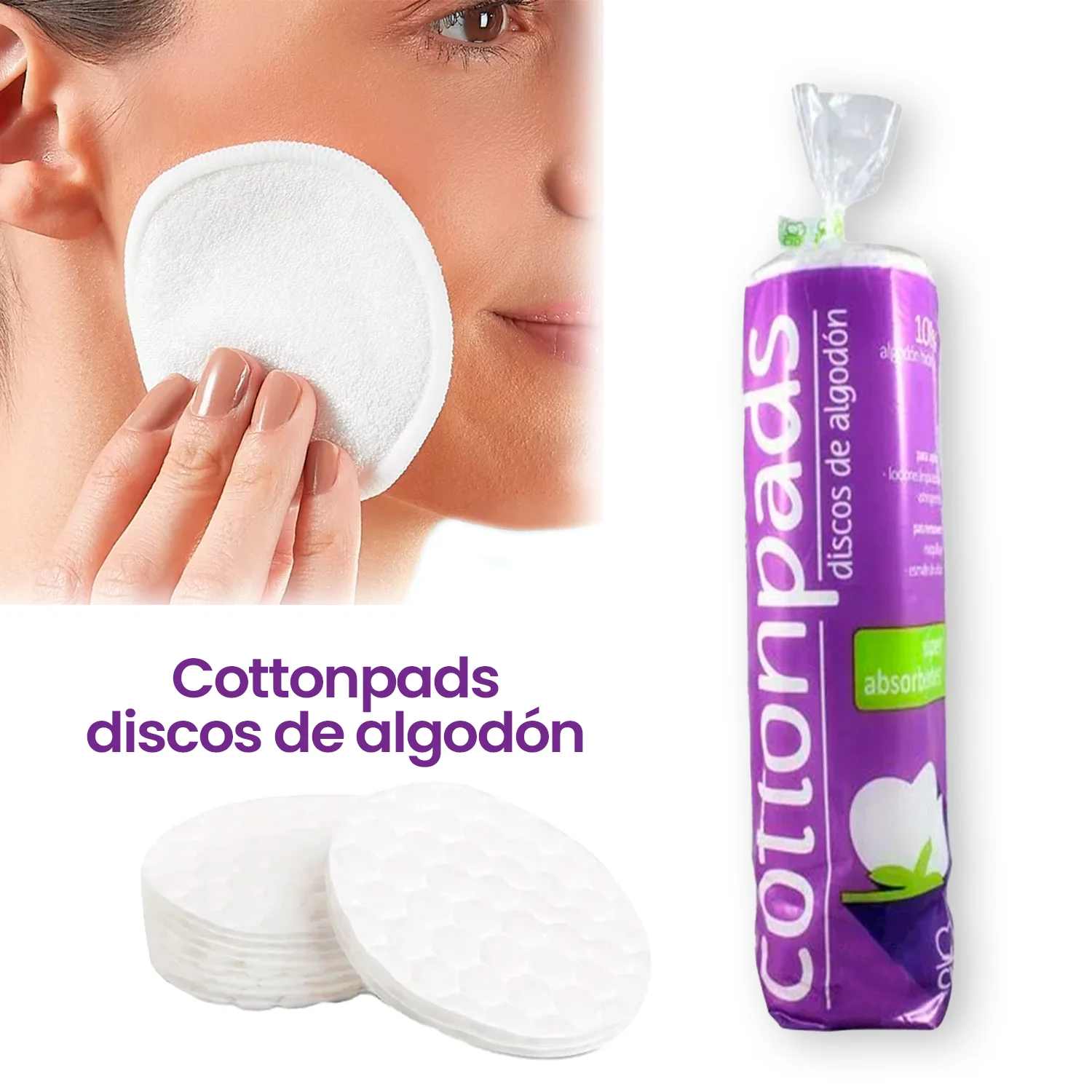 DISCOS DE ALGODÓN – COTTONPADS – LIMPIEZA SUAVE Y EFECTIVA – 120 UNIDADES - Image 2