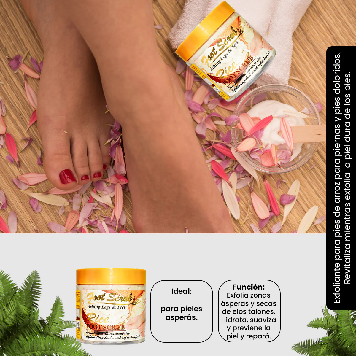 WOKALI – EXFOLIANTE PARA PIES DE ARROZ – ELIMINACIÓN DE CÉLULAS MUERTAS Y SUAVIZANTE – 500ML - Image 2