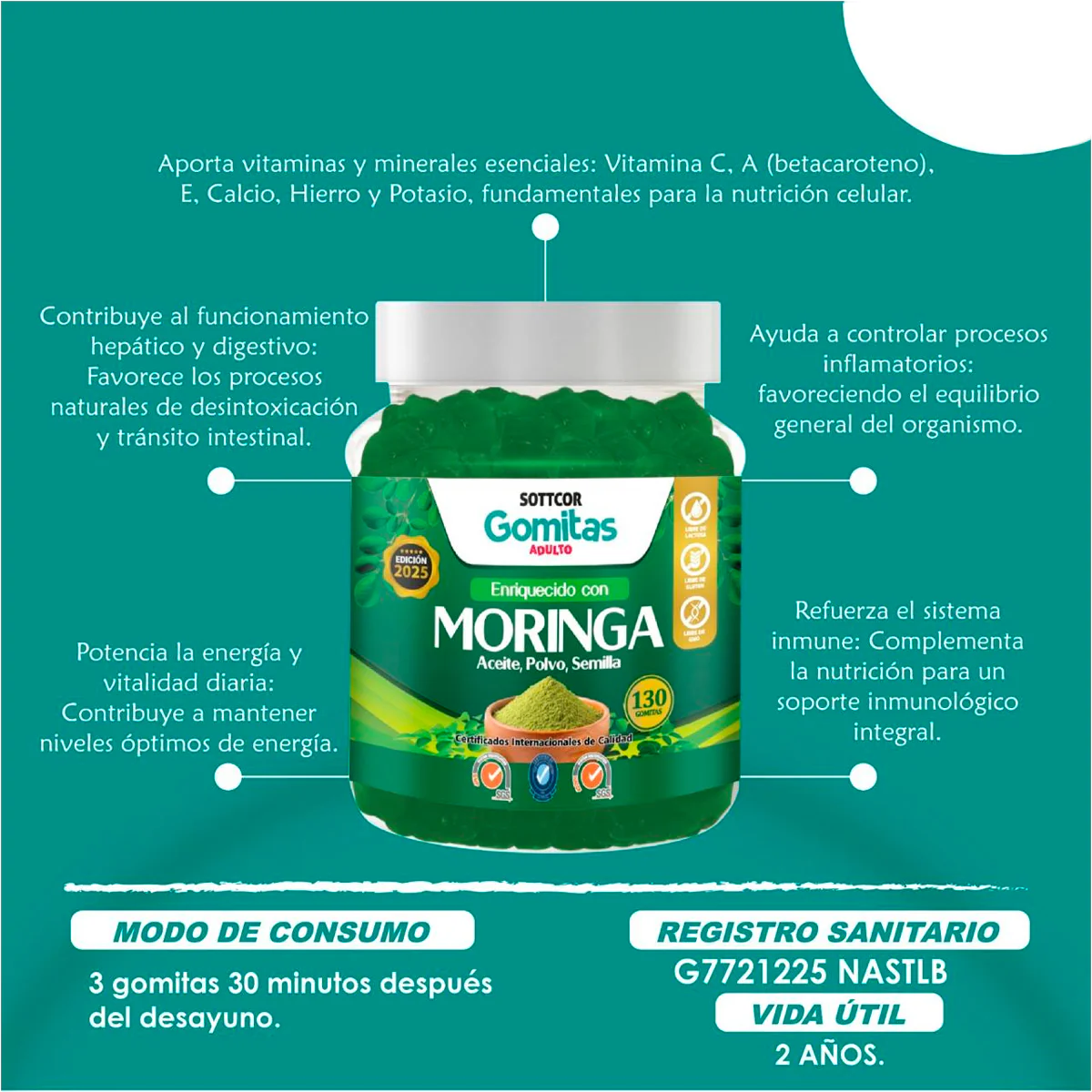 Gomitas de Moringa Aceite, Polvo y semilla - SOTTCOR - Image 3