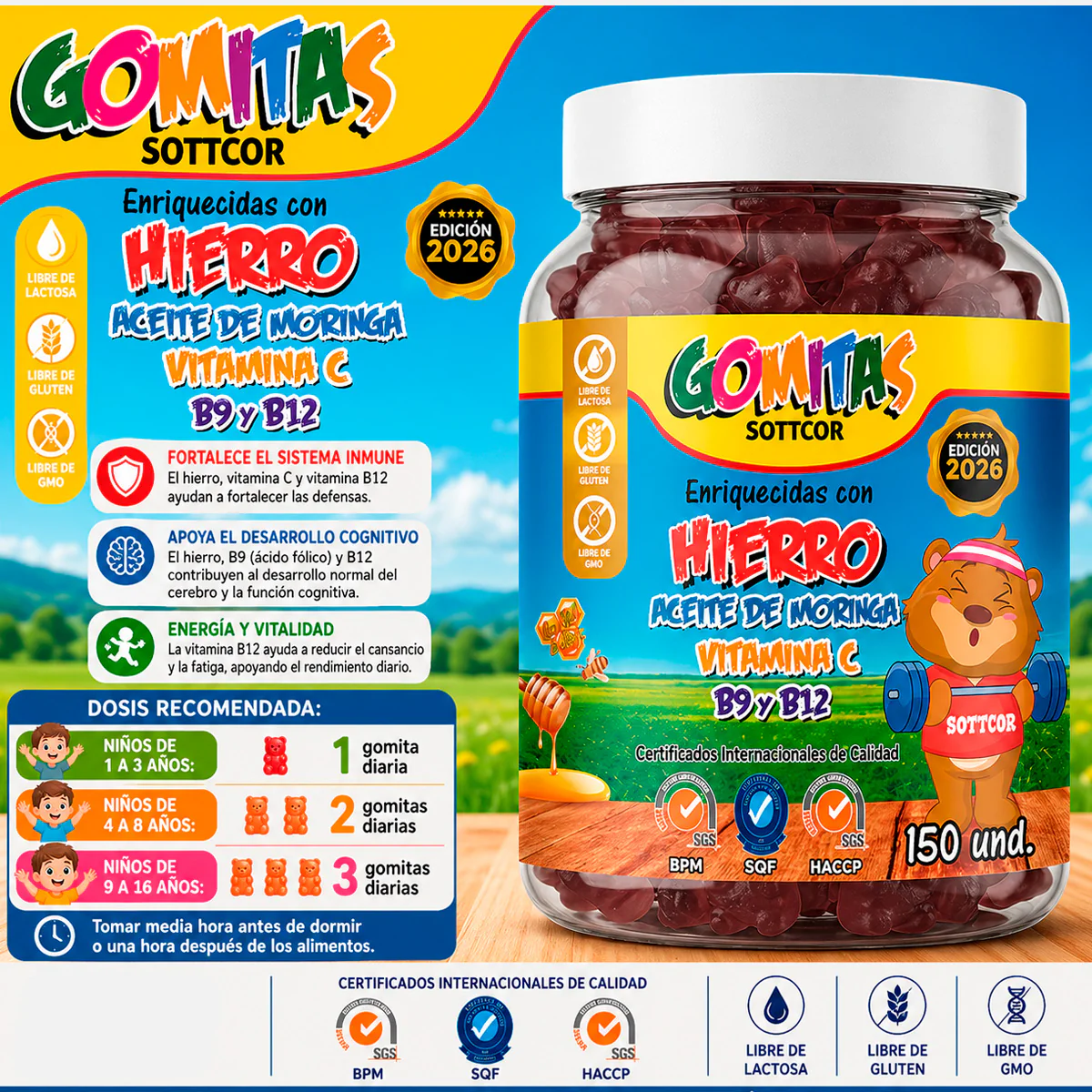 Gomitas para Niños Hierro 150 Gomitas Sottcor - Image 2