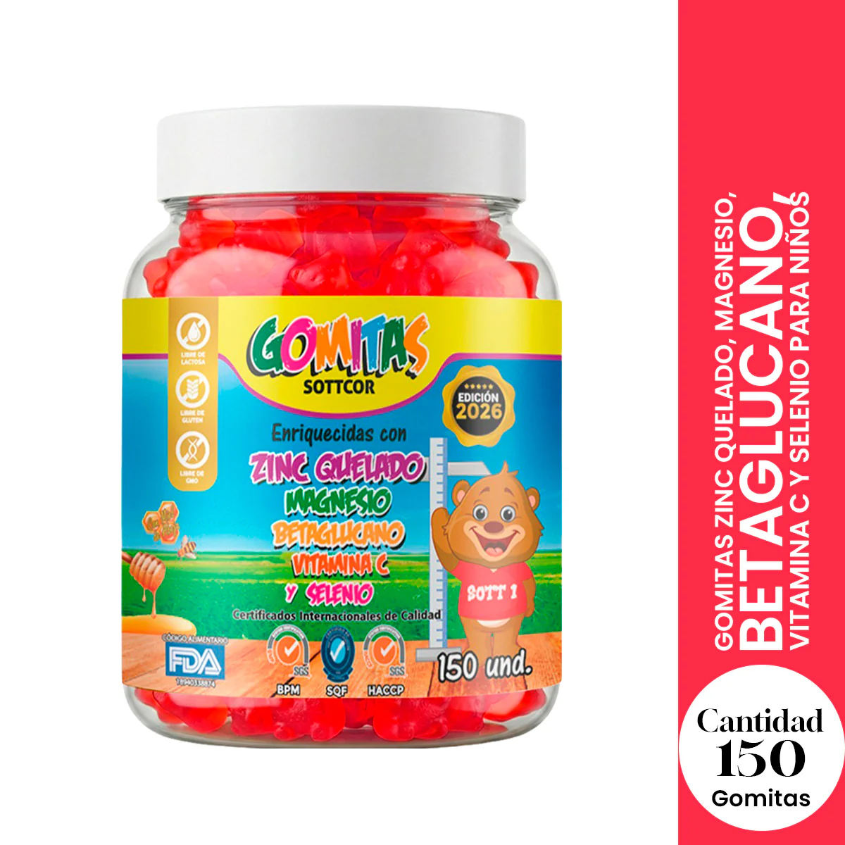 Gomitas para Niños Zinc Quelado 150 Gomitas Sottcor
