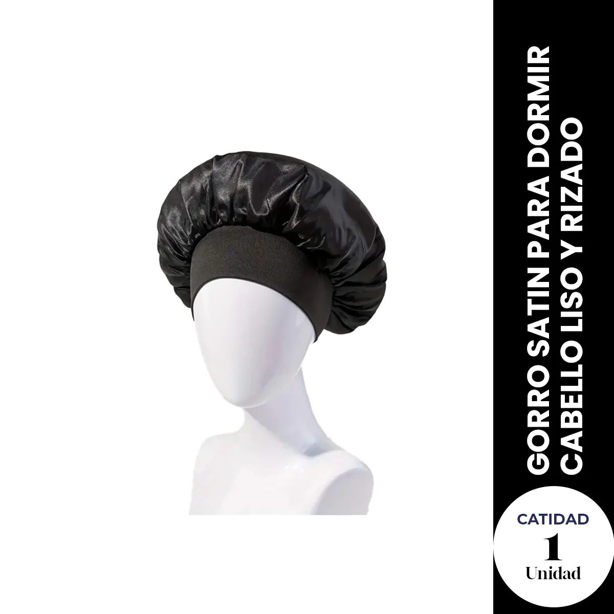GORRO SATIN PARA DORMIR CABELLO LISO Y RIZADO EVITA ENREDOS (ROSA /NEGRO) - Image 2