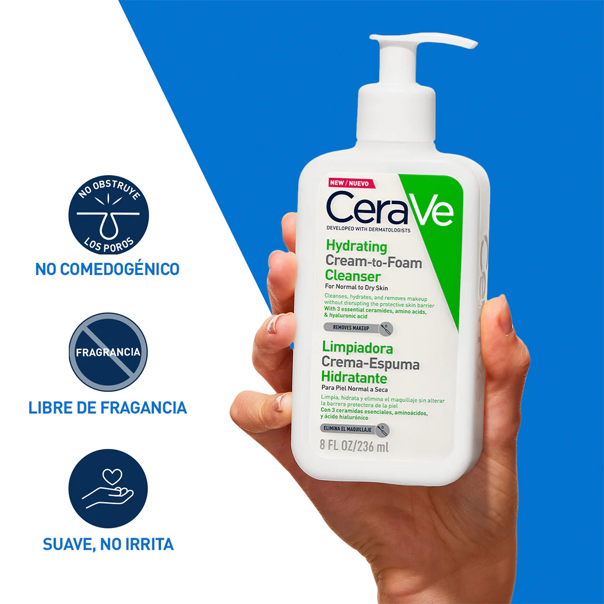 Limpiador Crema Espumosa Hydrating Cream-to-Foam 236ml - CeraVe - Image 4