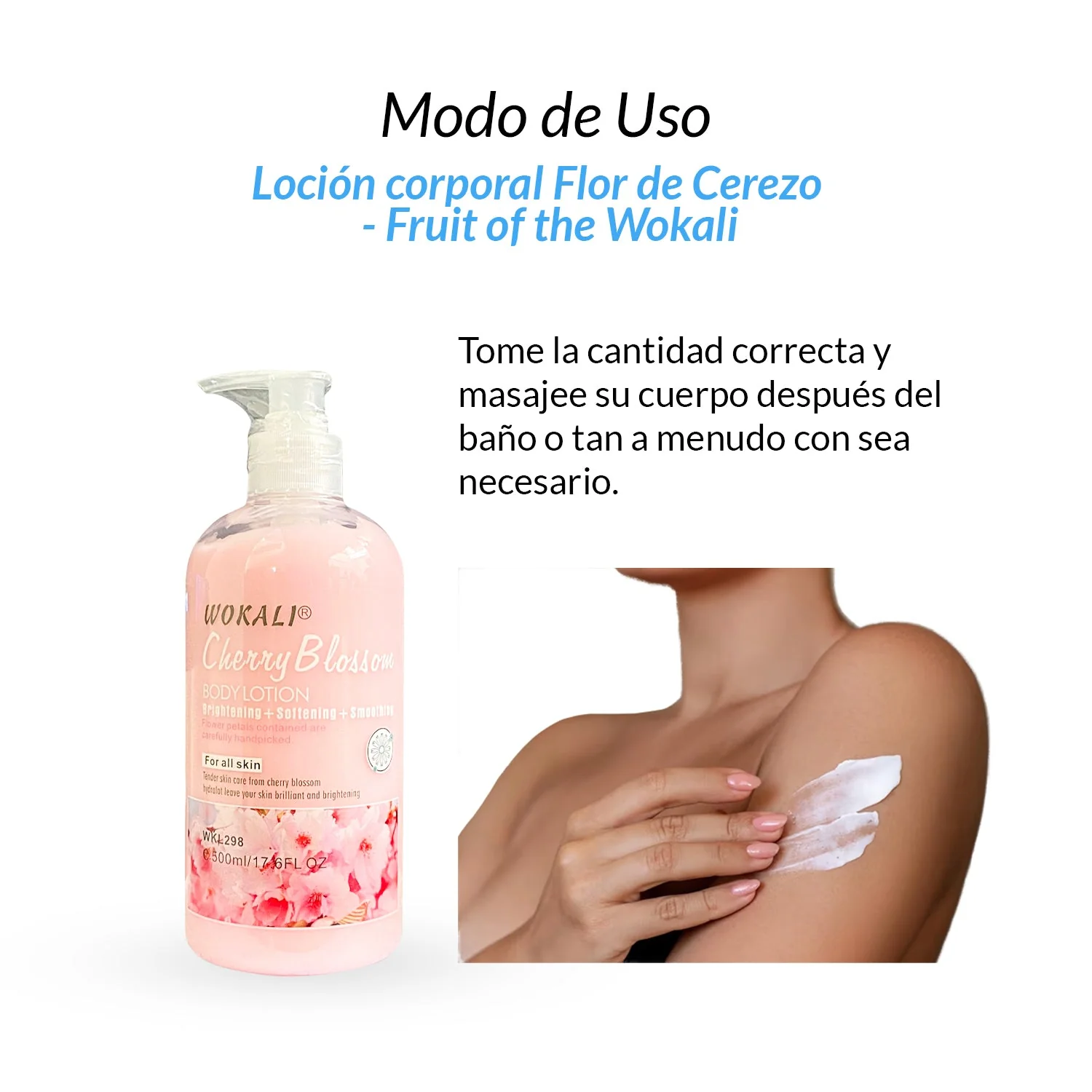 FRUIT OF THE WOKALI – Loción corporal suavizante e hidratante – Flor de Cerezo 500ml - Image 3