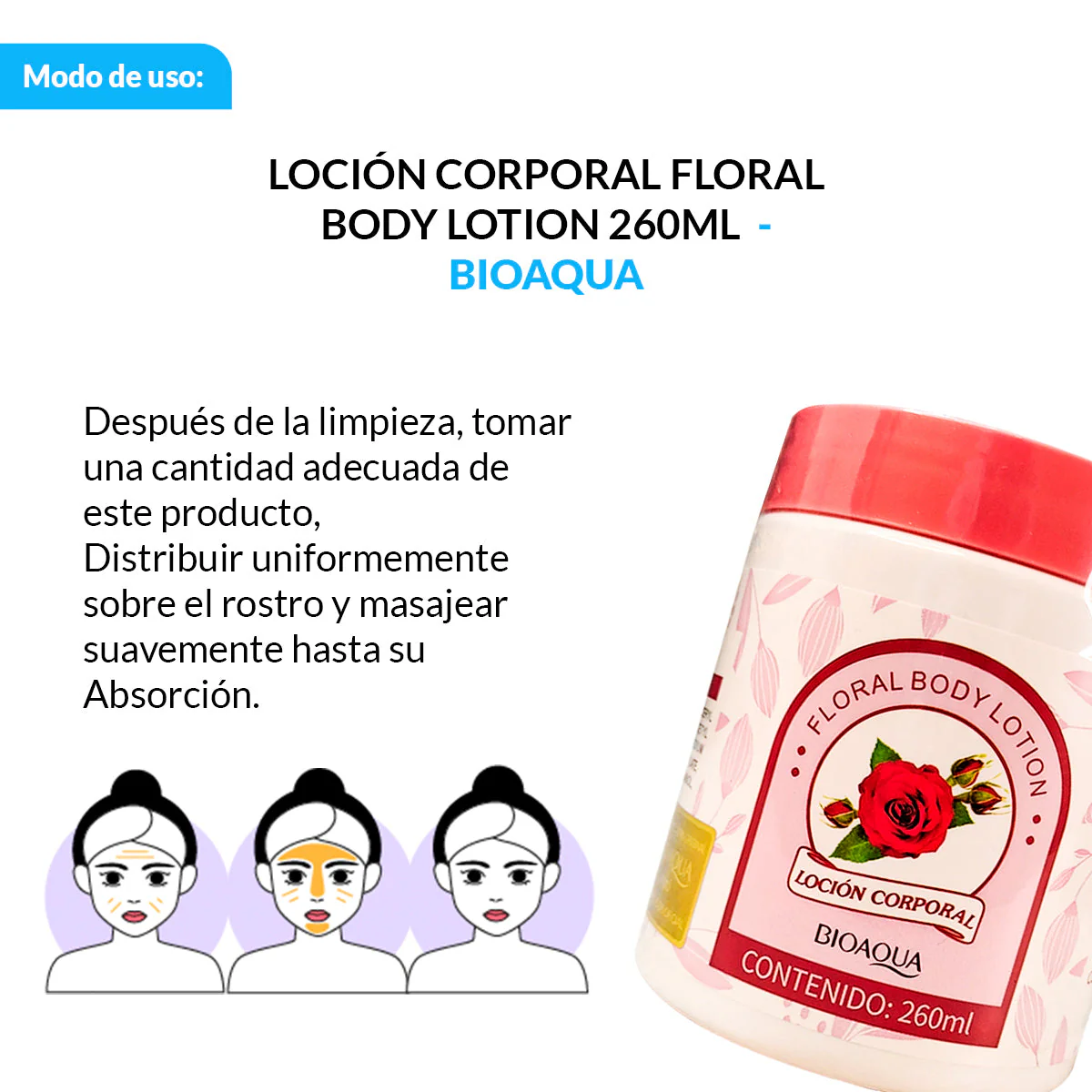 BIOAQUA Loción Corporal Floral Body Lotion – Hidratante – 260ml - Image 4