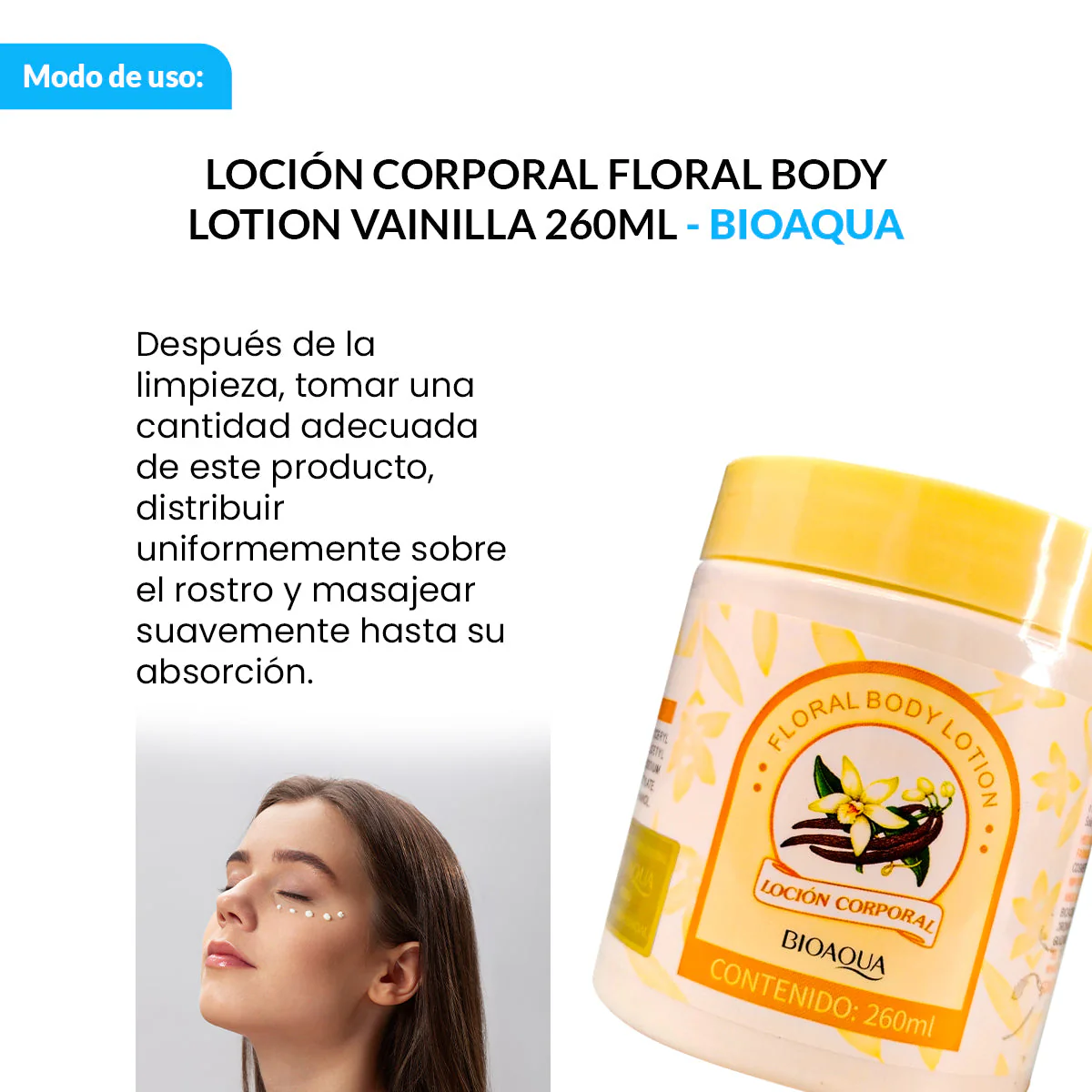 BIOAQUA Loción Corporal de Vainilla – Hidratación Profunda – 260ml - Image 3