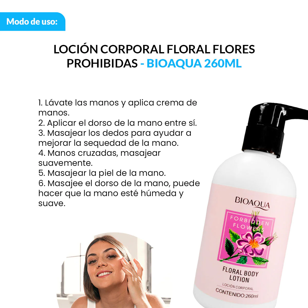 BIOAQUA Loción Corporal Floral Flores Prohibidas – Hidratación – 260ml - Image 4