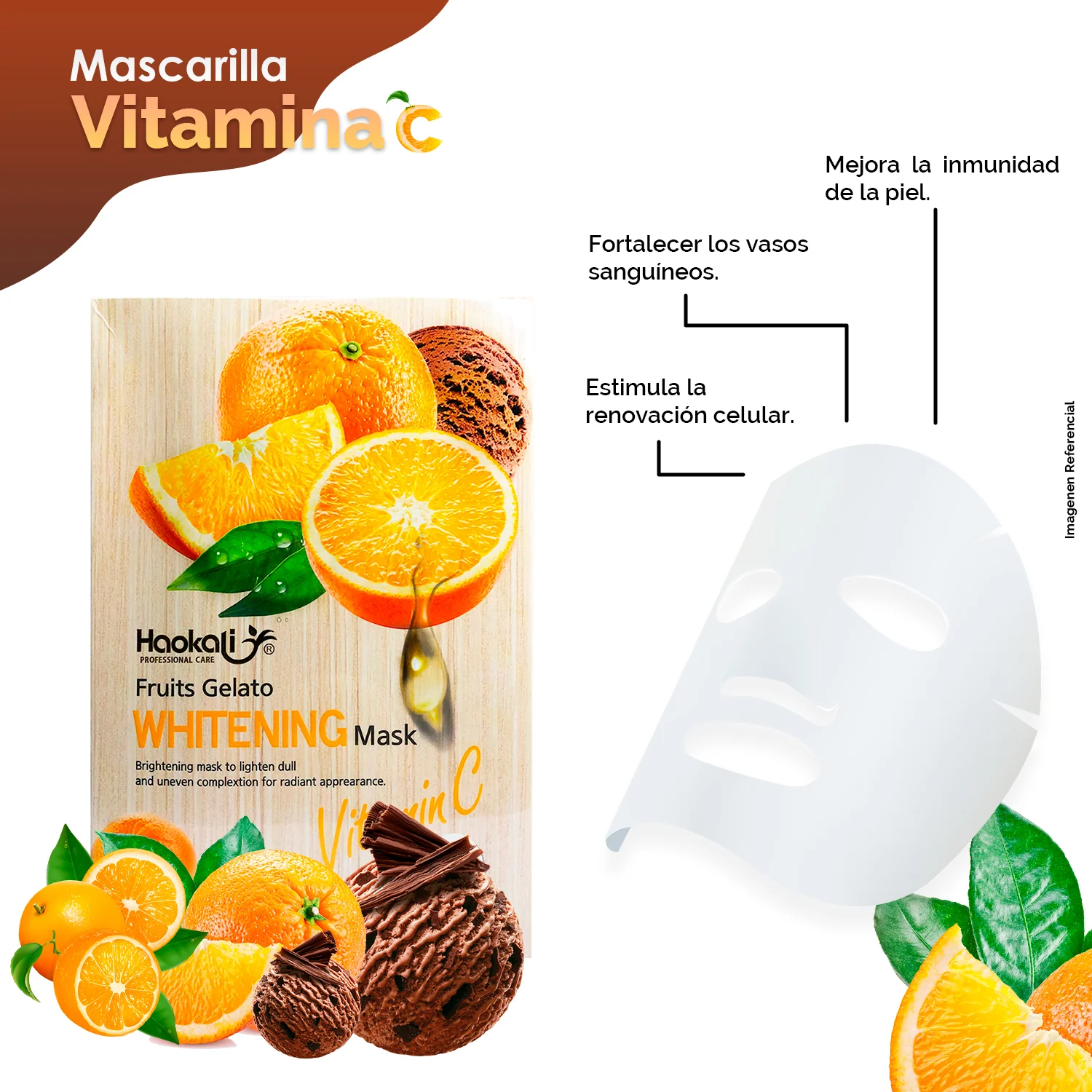 FRUIT OF THE WOKALI – MASCARILLA FACIAL HIDRATANTE Y REAFIRMANTE – VITAMINA C – 30ml x 10und - Image 4
