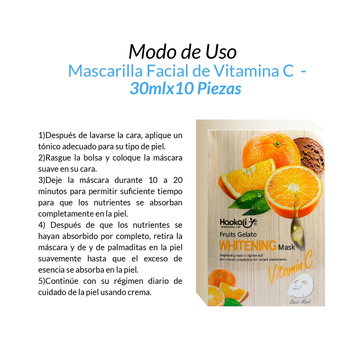 FRUIT OF THE WOKALI – MASCARILLA FACIAL HIDRATANTE Y REAFIRMANTE – VITAMINA C – 30ml x 10und - Image 5