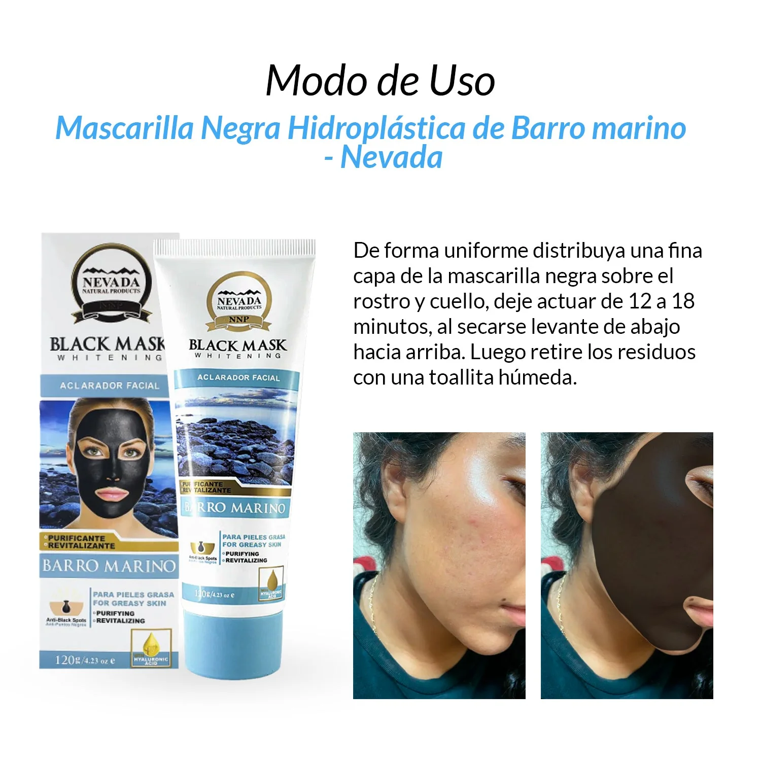 Mascarilla Negra Hidroplástica de Barro marino 120gr - Nevada - Image 3
