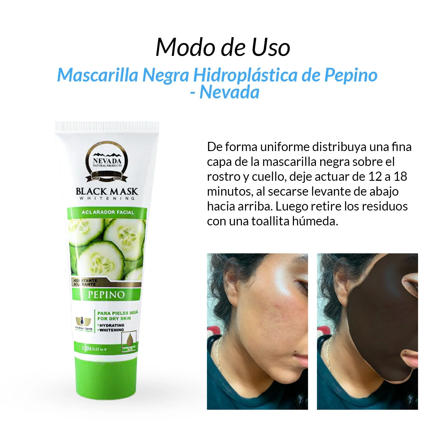 Mascarilla Negra Hidroplástica de Pepino 120gr - Nevada - Image 3