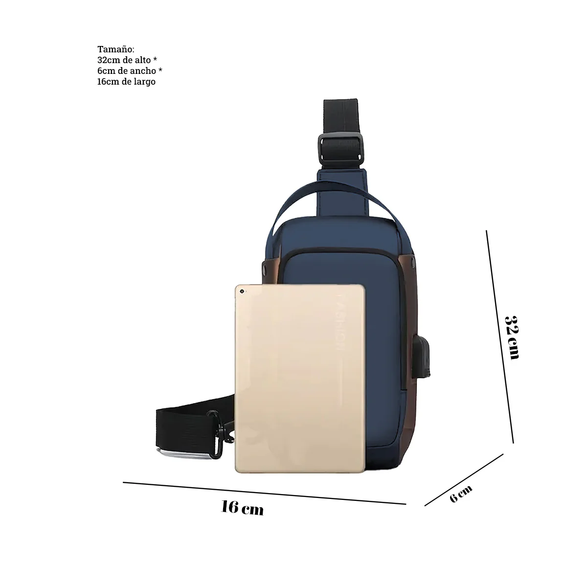 Morral Elegante de Hombre Sport Azul - Image 5