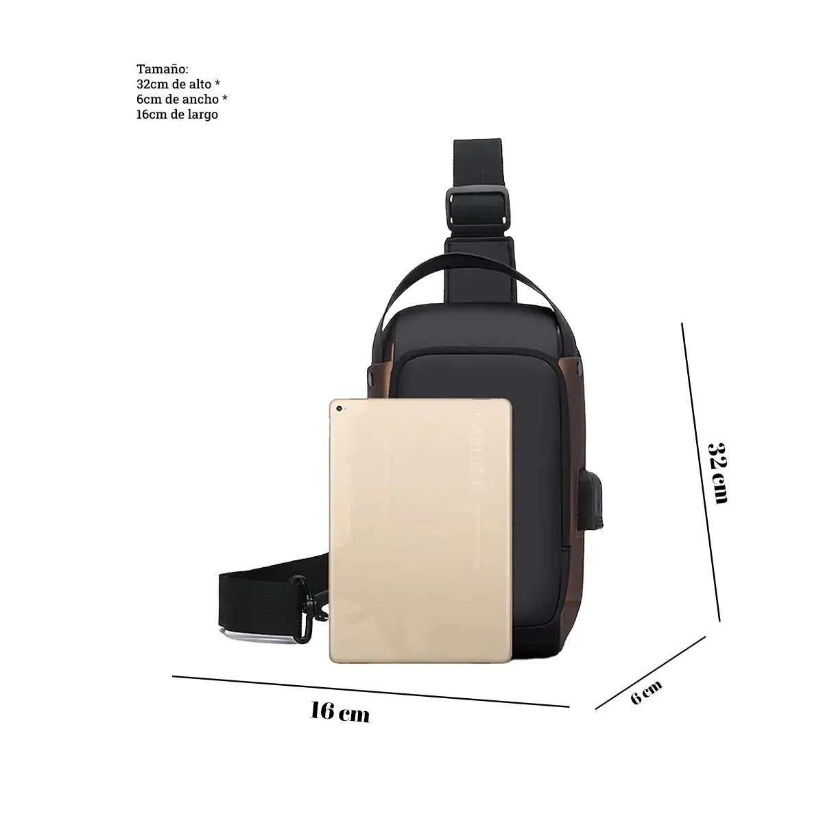 Morral Elegante de Hombre Sport Gris - Image 5