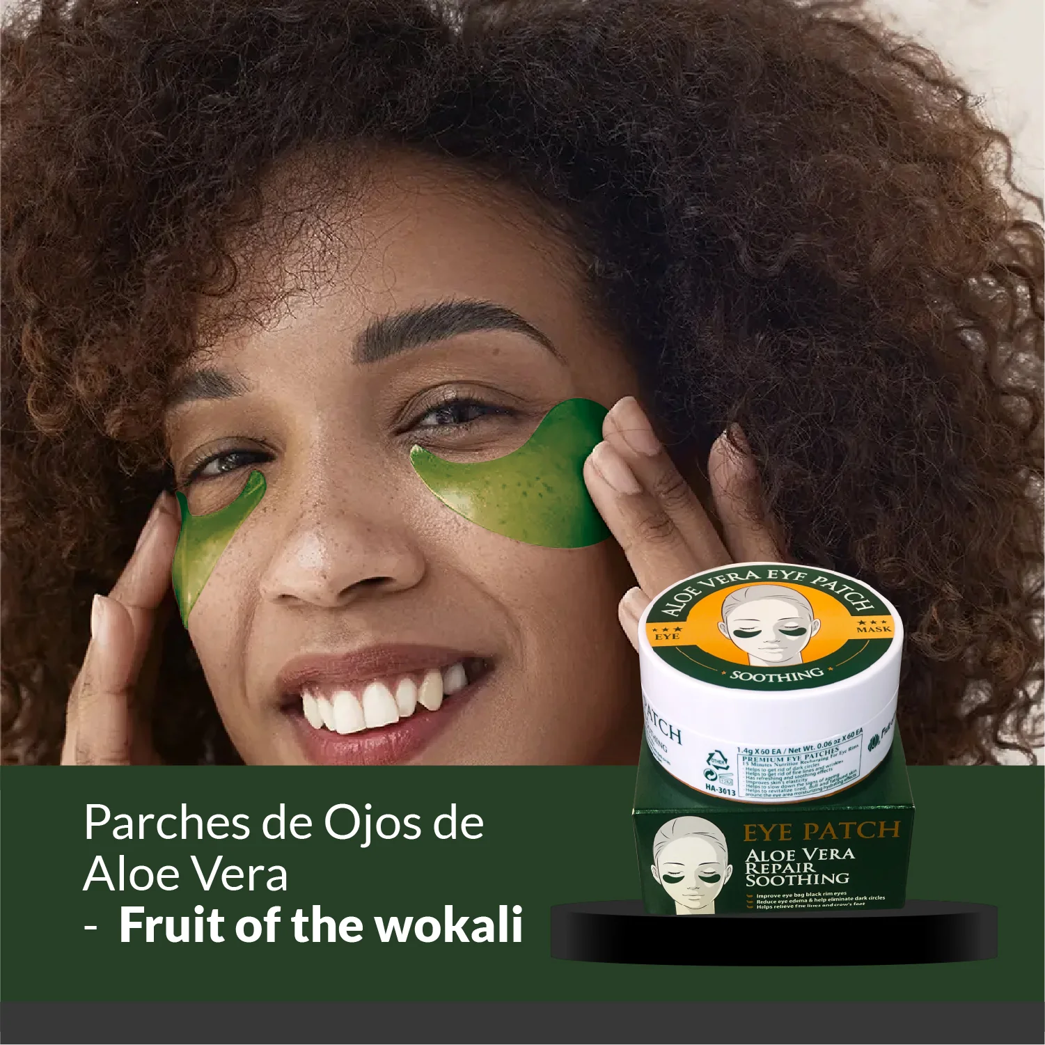 FRUIT OF THE WOKALI – PARCHES PARA OJOS – ALOE VERA – 60 PARCHES - Image 3