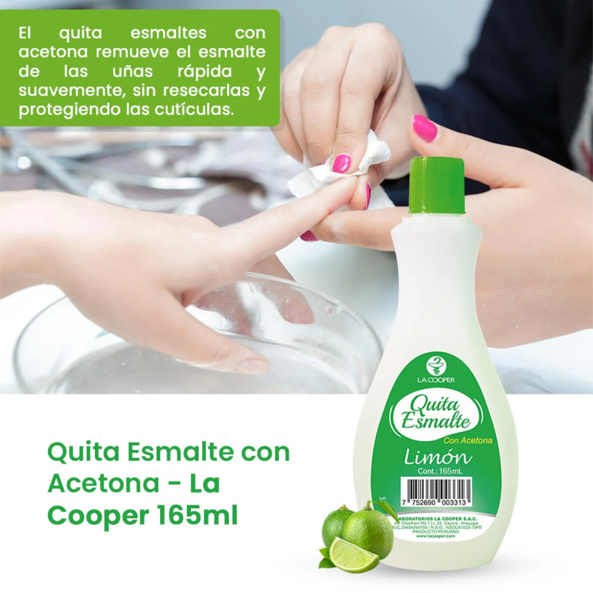 Quita Esmalte con Acetona Limón 165ml - La Cooper - Image 2