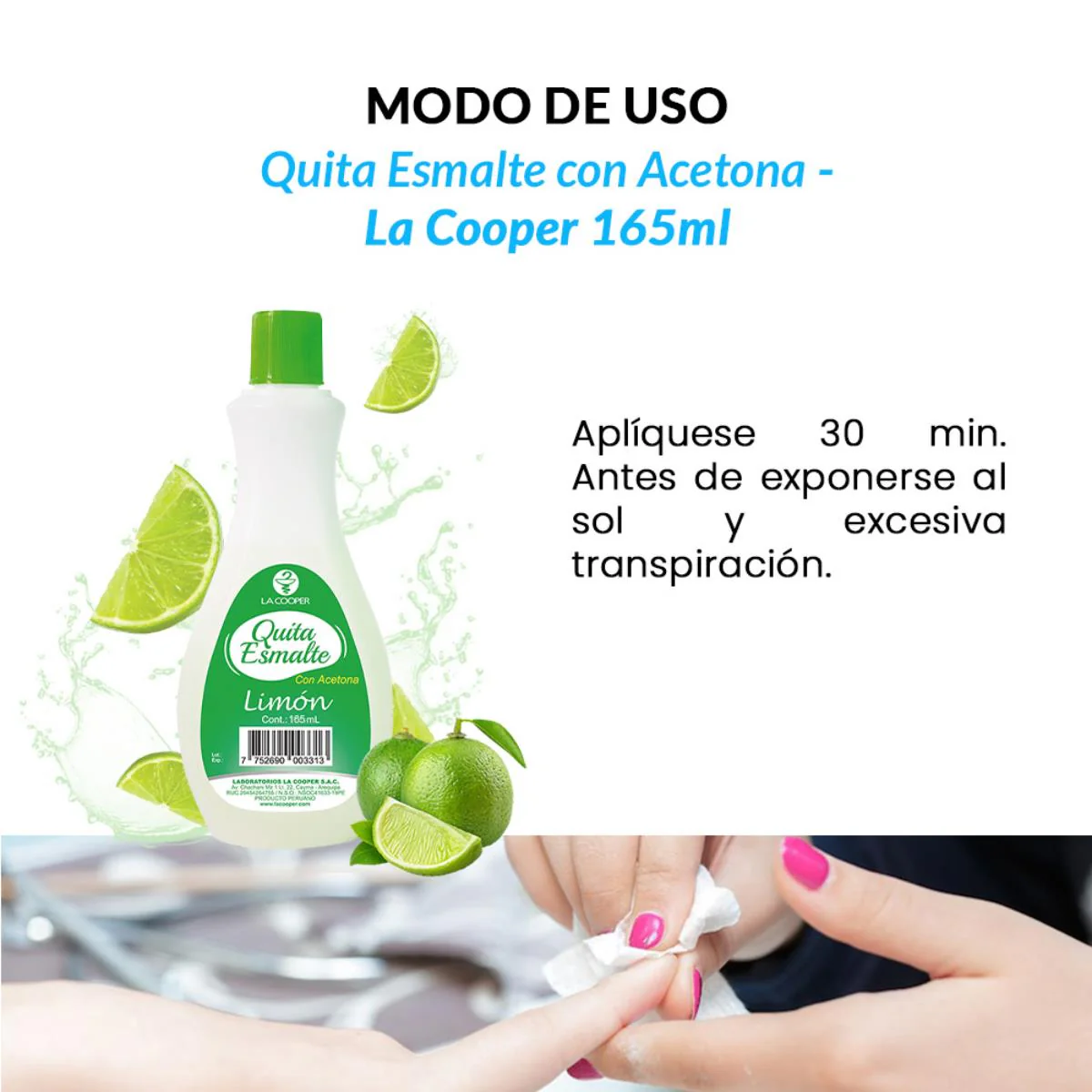 Quita Esmalte con Acetona Limón 165ml - La Cooper - Image 3