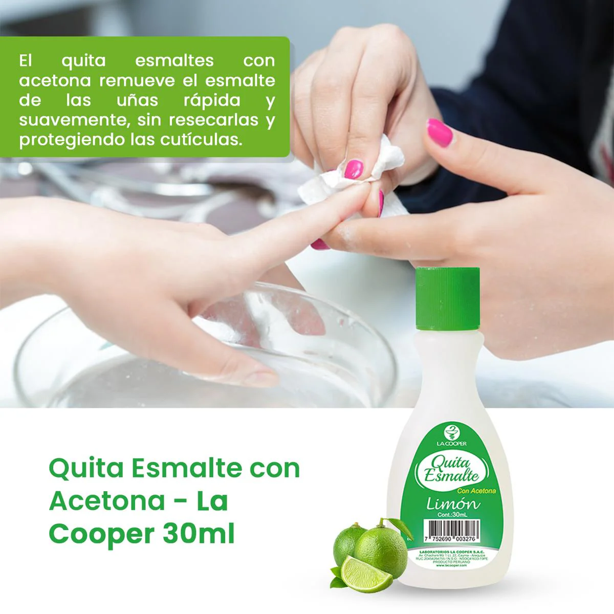Quita Esmalte con Acetona Limón 30ml - La Cooper - Image 2