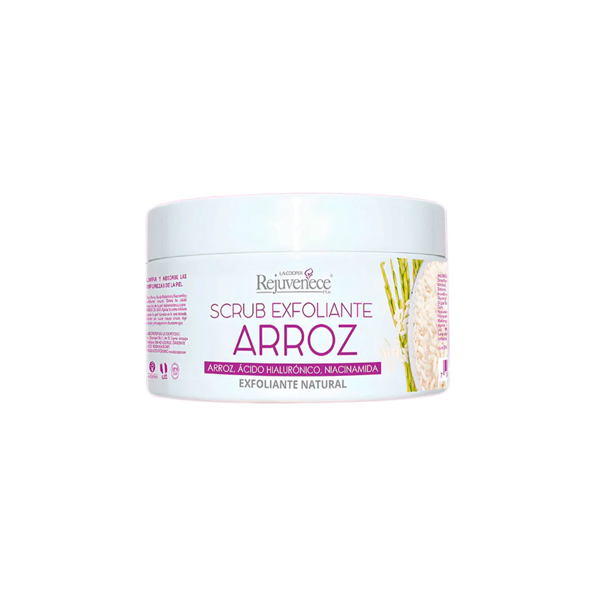 SCRUB EXFOLIANTE CON ARROZ + HIALURĂNICO Y NIACINAMIDA X 240G - LA COOPER - Image 2