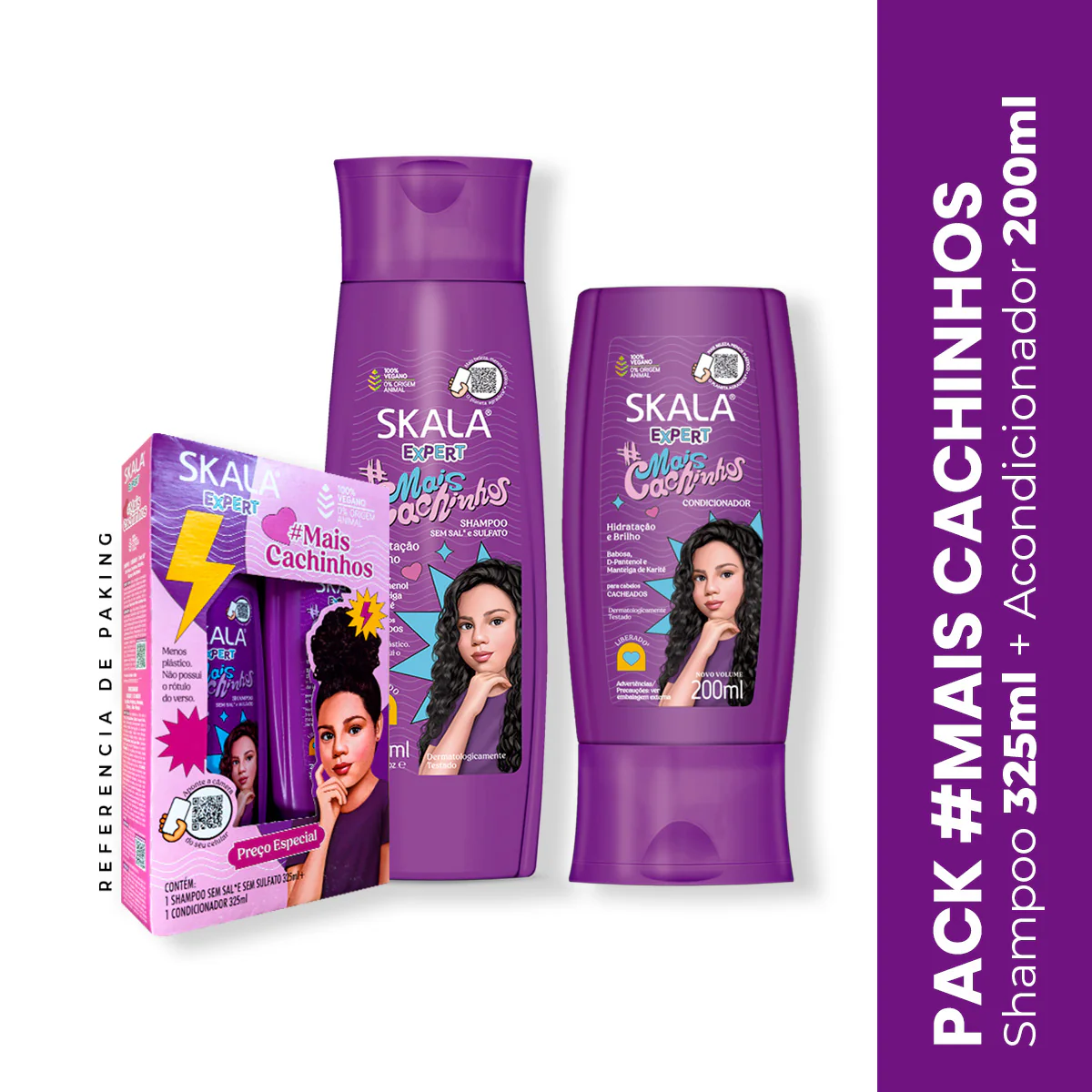 Shampoo 325ml + Acondicionador 200ml Mais Cachinhos Skala