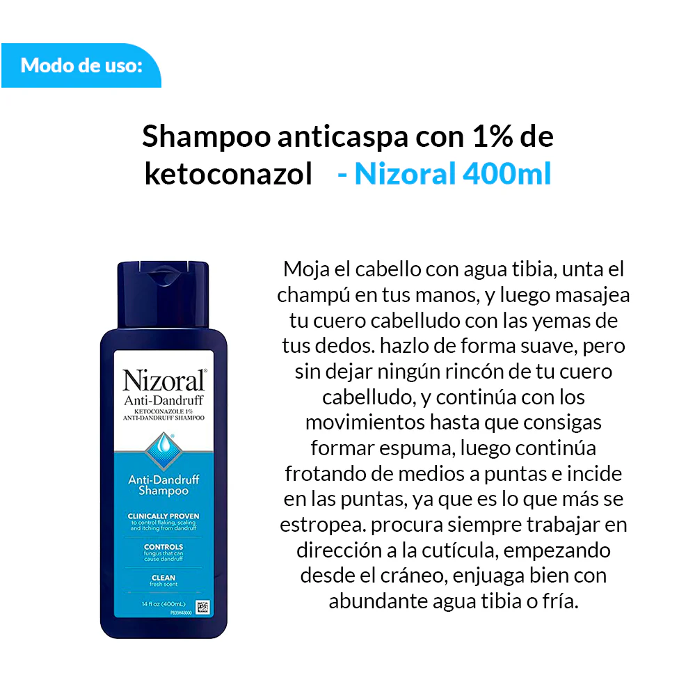 Shampoo anticaspa con 1% de ketoconazol - Nizoral 400ml - Image 2