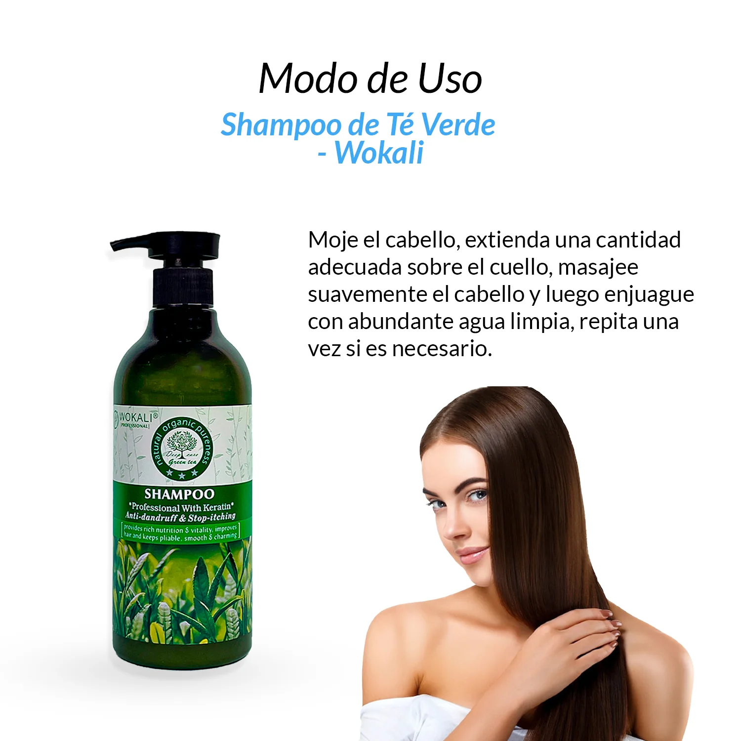 Fruit of the Wokali – Fortalecimiento y crecimiento capilar – Shampoo de Té Verde 550ml - Image 3