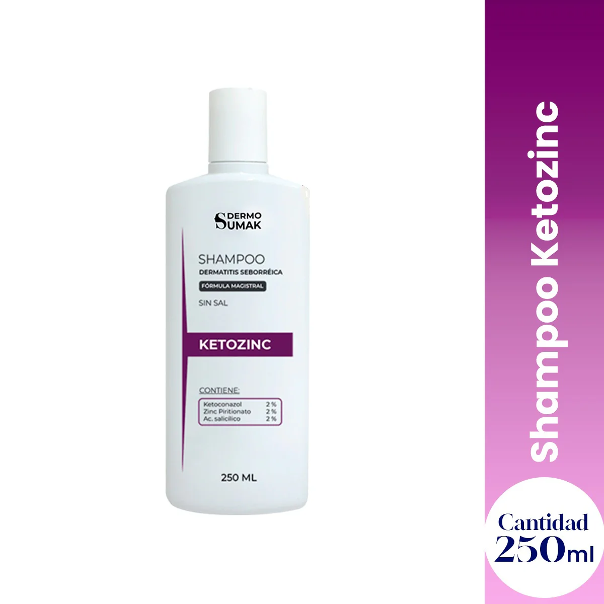 SHAMPOO KETOZINC CON KETOCONAZOL SIN SAL 250ML - Dermo Sumak