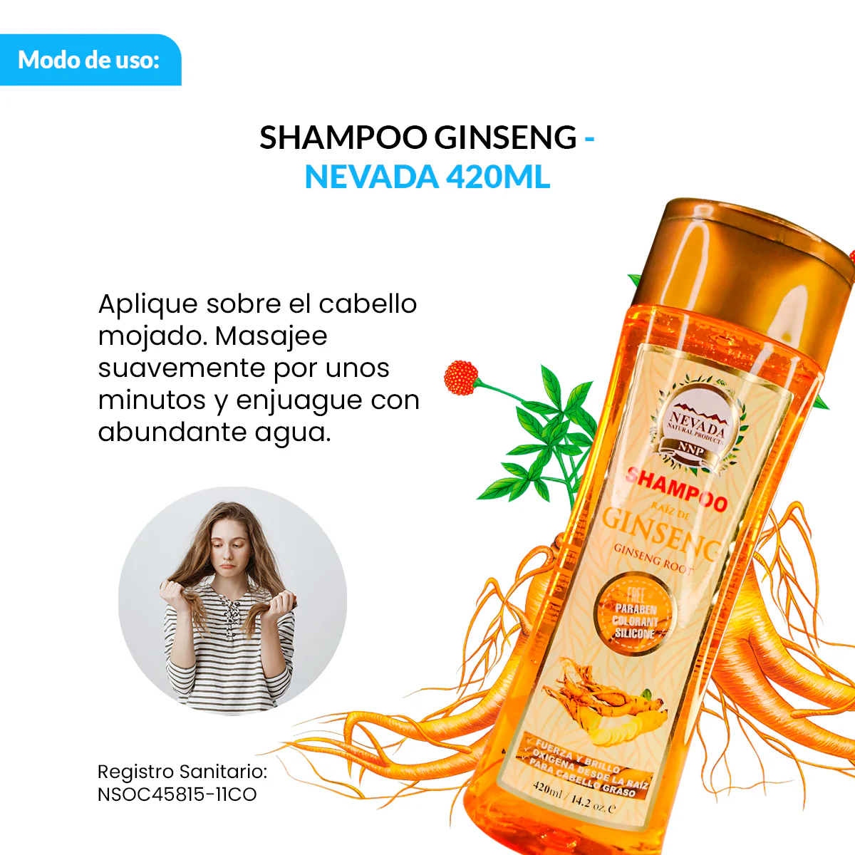 Shampoo Ginseng - Nevada 420Ml - Image 3