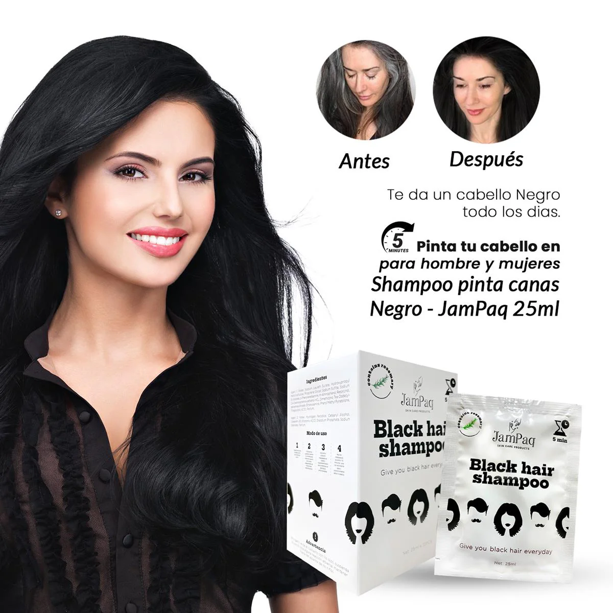 Shampoo Pinta Canas Color Castaño x10 - JamPaq 25ml - Image 3