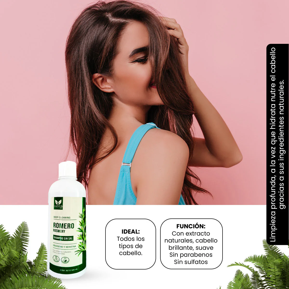 VENA – SHAMPOO ROMERO SIN SAL – HIDRATACIÓN Y BRILLO NATURAL – 500ML - Image 3