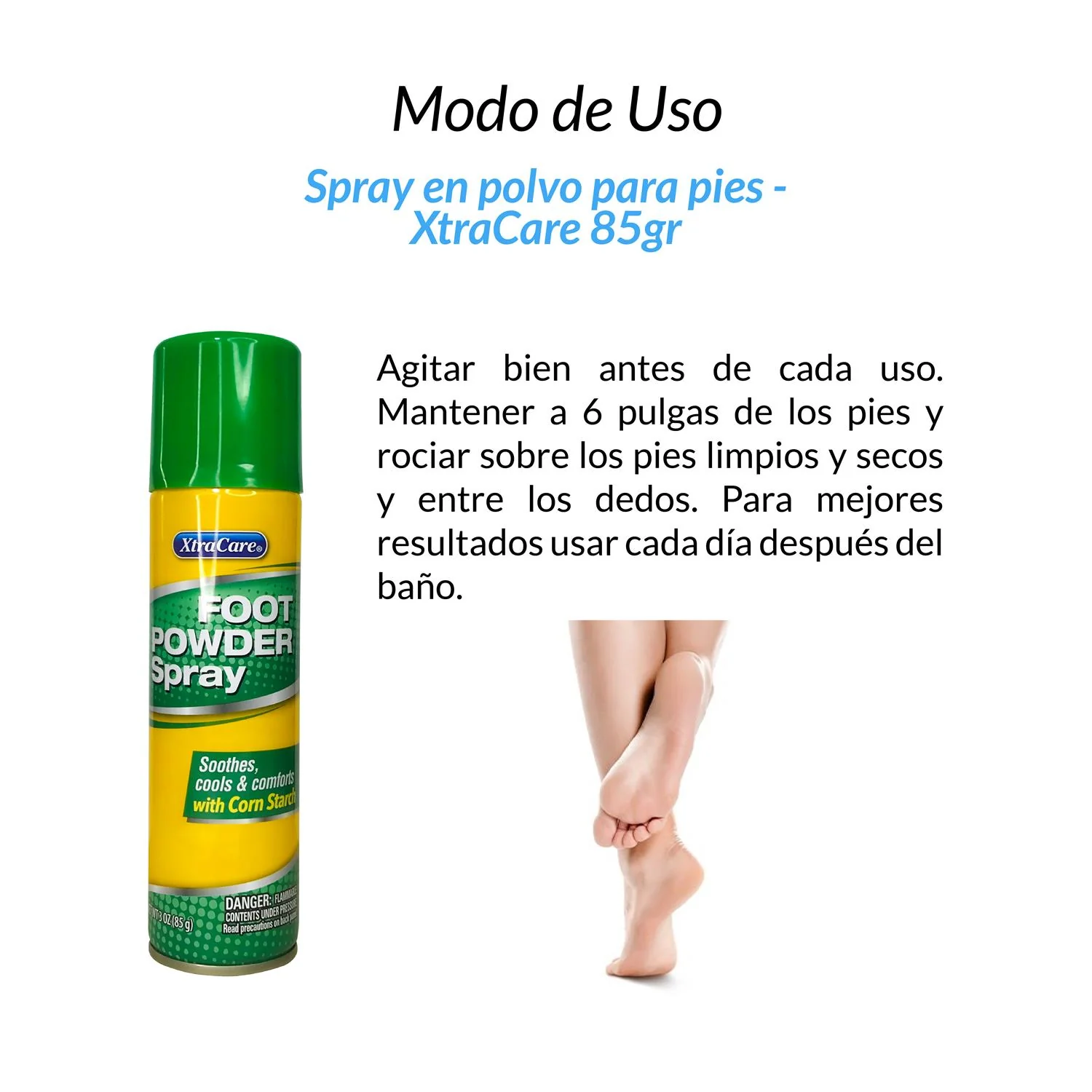 Spray en polvo para pies - Xtra Care 85gr - Image 2