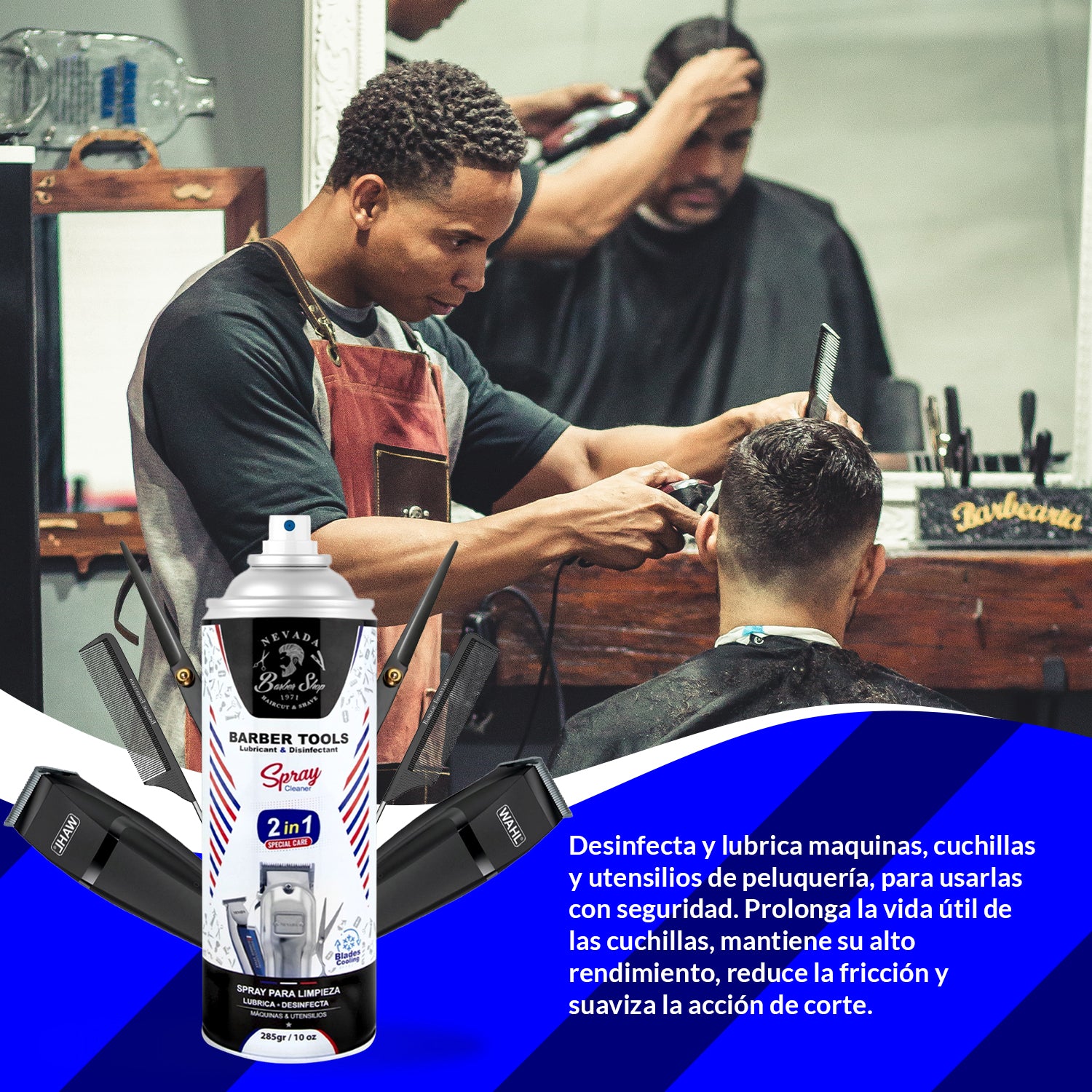 Barber Tools - Spray Lubricante Desinfectante 2 en 1 – Alto Rendimiento y Protección – 285g - Image 2