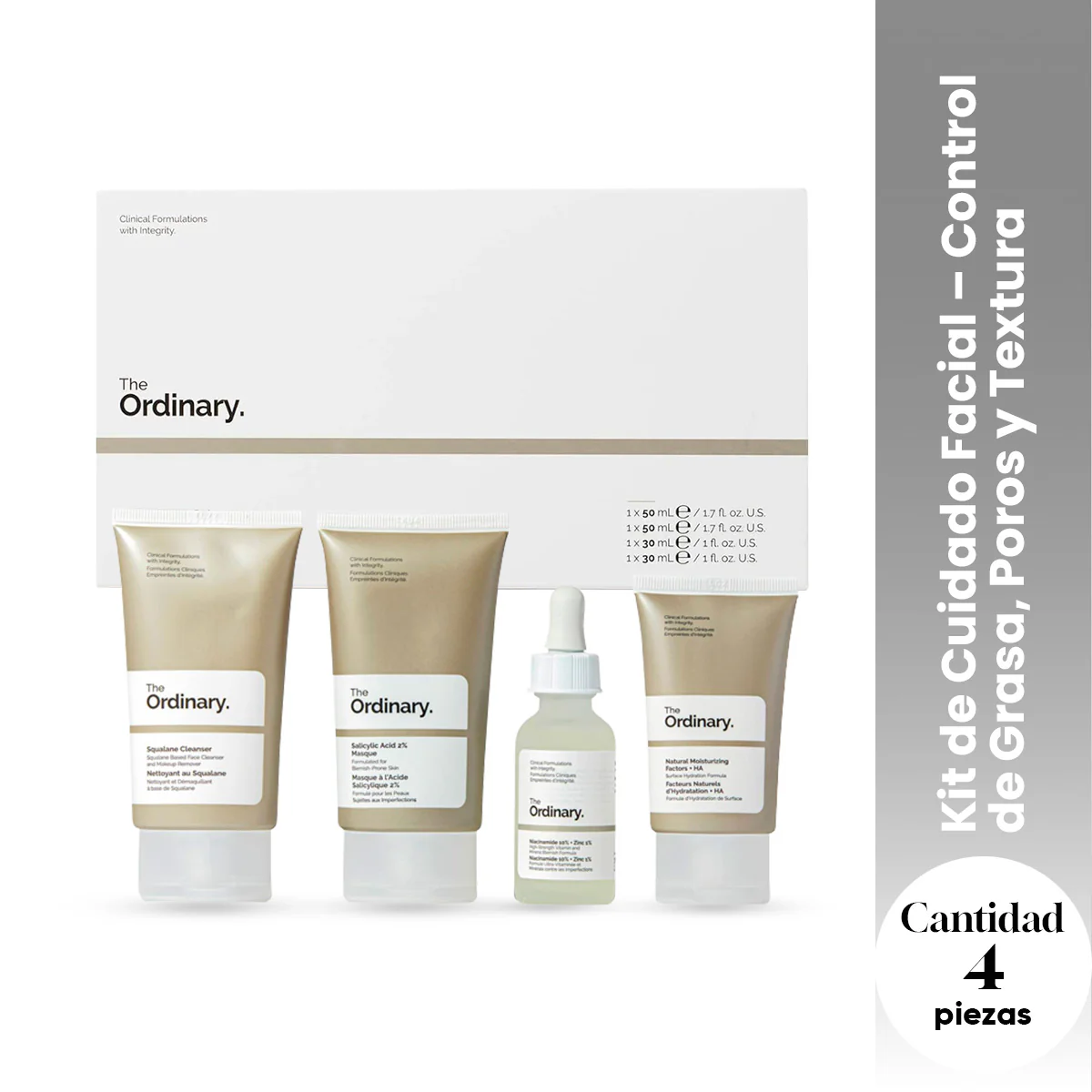 The Ordinary Kit Control de Grasa – The Balance Set (4 Piezas)